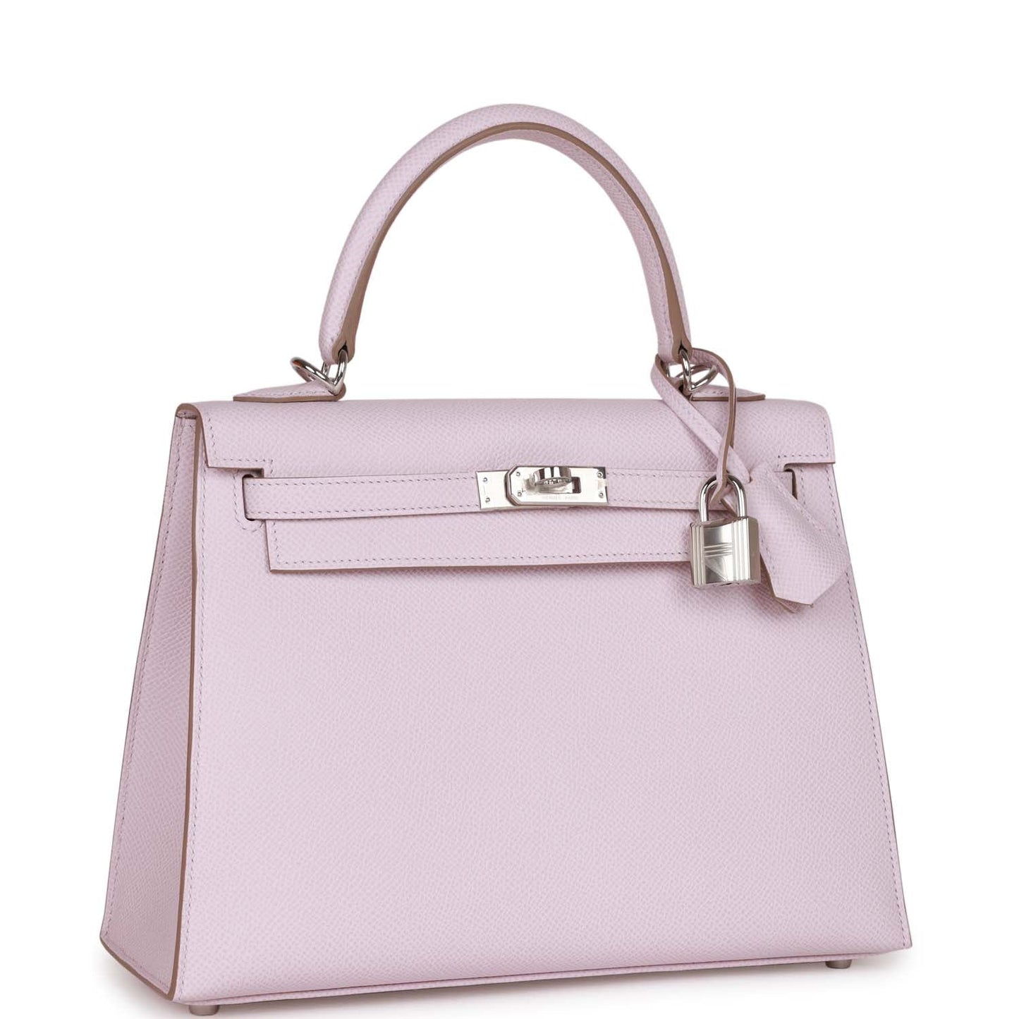 Hermes Kelly Sellier Mauve Pale Epsom Palladium Hardware Handbag Travel Bag