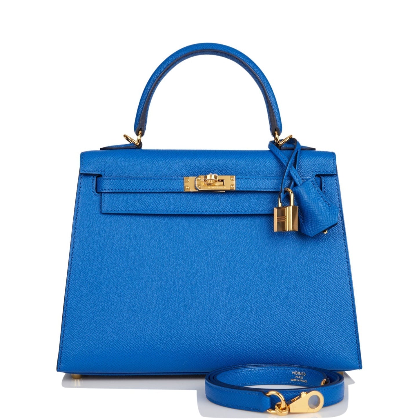Hermes Kelly Sellier Bleu France Epsom Hardware Handbag Gold Travel Bag