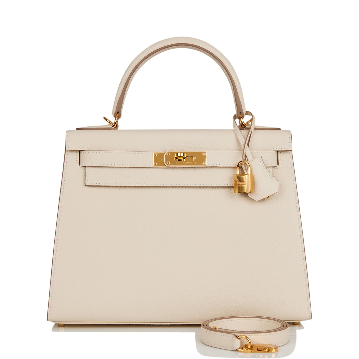 Hermes Kelly Sellier Craie Epsom Hardware Handbag Gold Travel Bag Hardware 8
