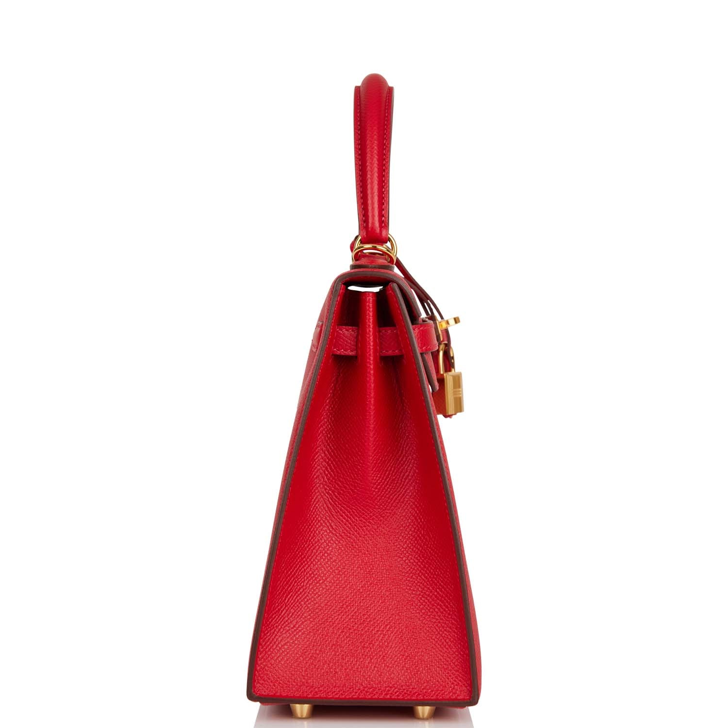 Hermes Kelly Sellier Rouge Cas Ue Epsom Hardware Gold Travel Bag Gold Hardware
