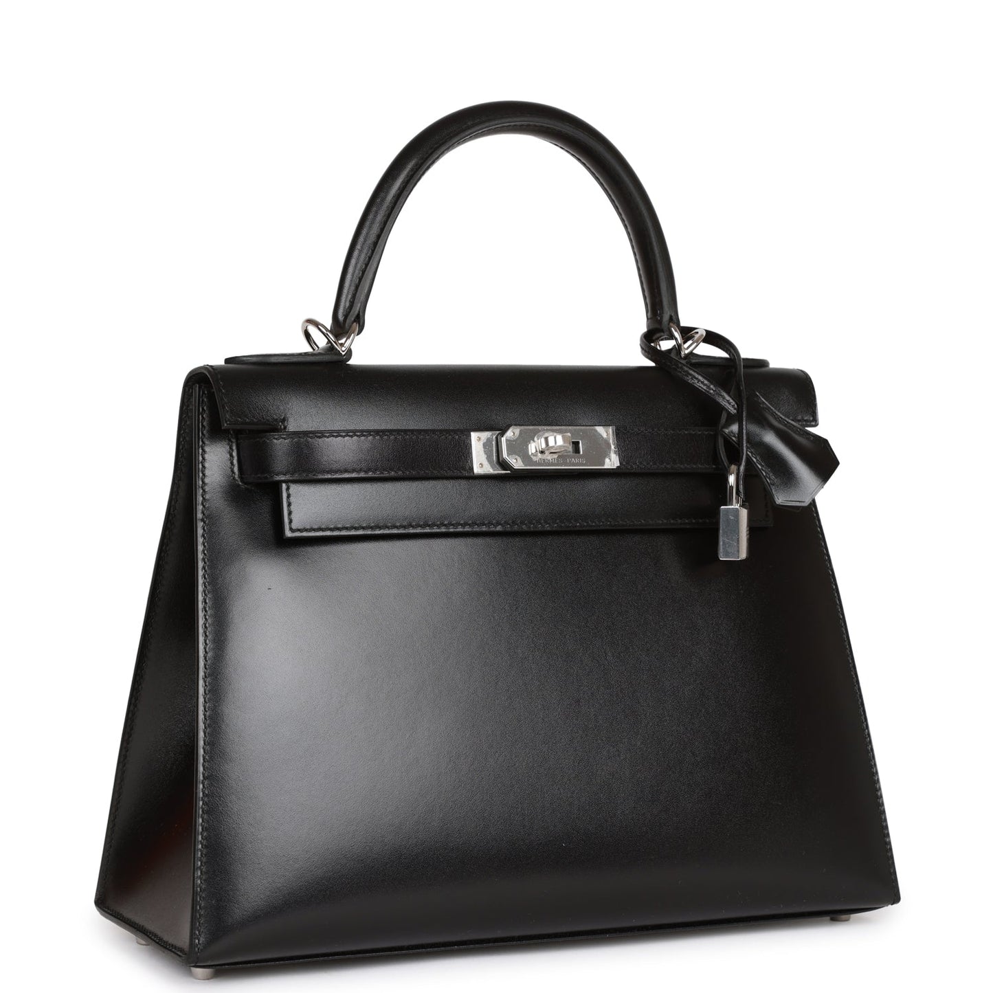 Hermes Kelly Sellier Box Palladium Hardware Handbag Black Travel Bag