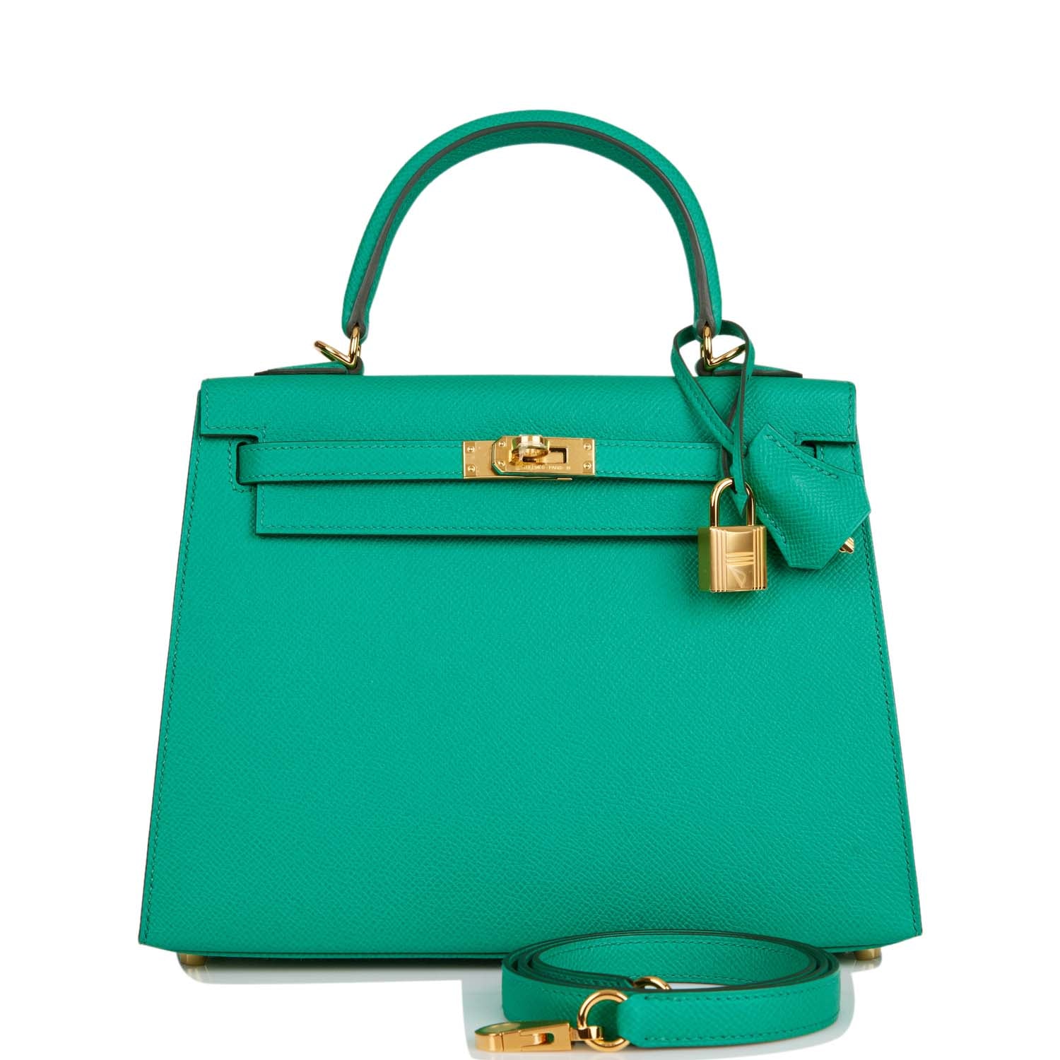 Hermes Kelly Sellier Vert Jade Epsom Hardware Handbag Gold Travel Bag 3