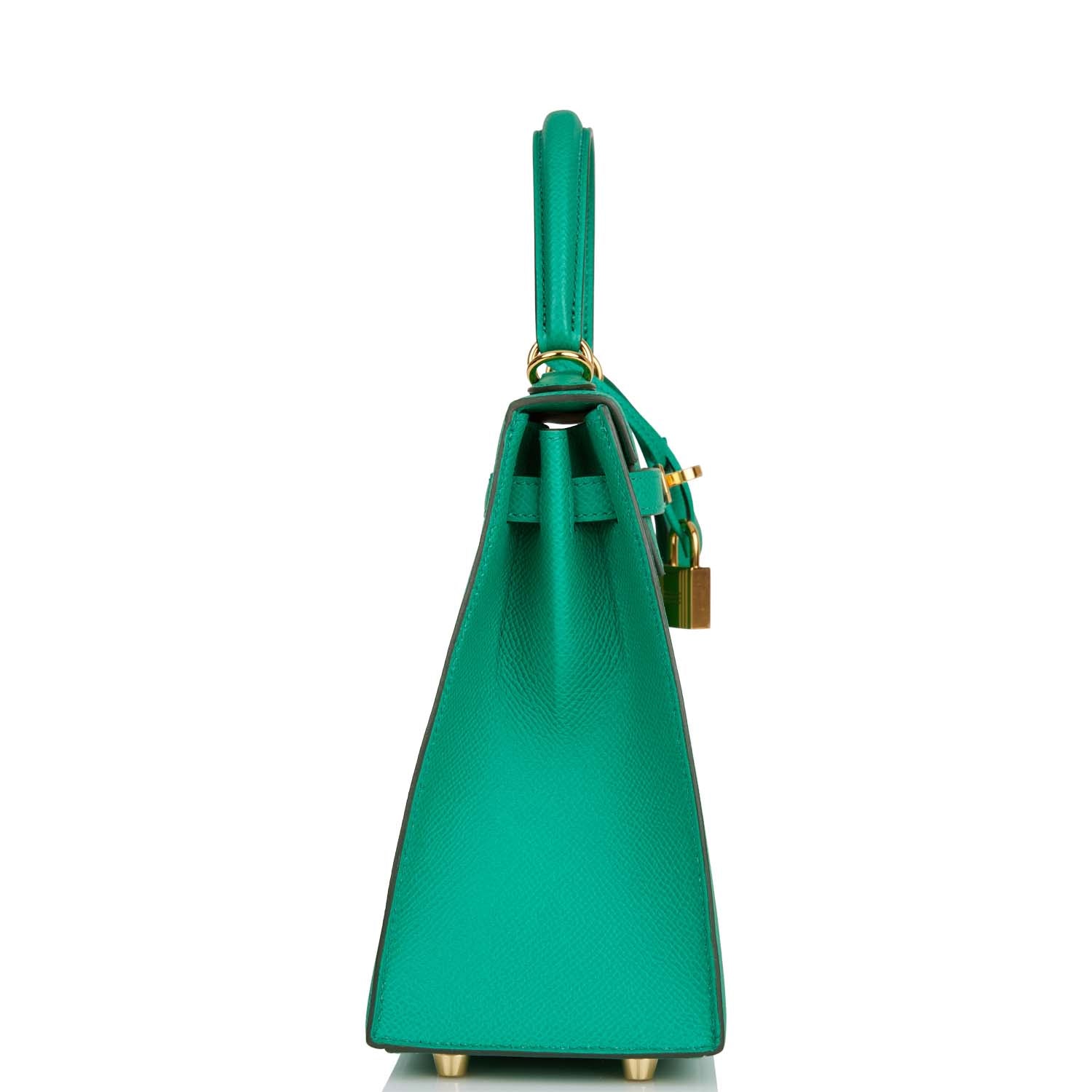 Hermes Kelly Sellier Vert Jade Epsom Hardware Handbag Gold Travel Bag 3