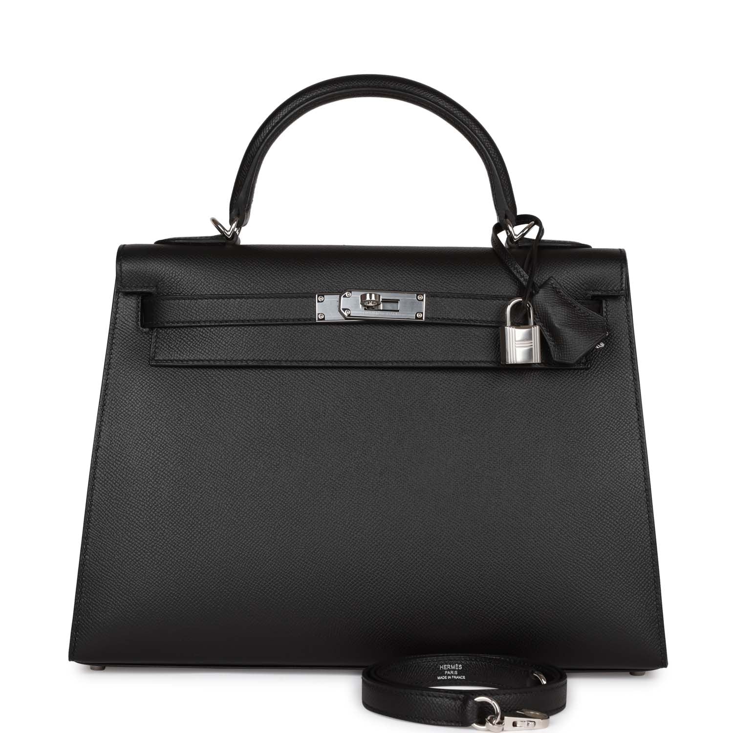 Hermes Kelly Sellier Epsom Palladium Hardware Handbag Black Travel Bag Hardware 1