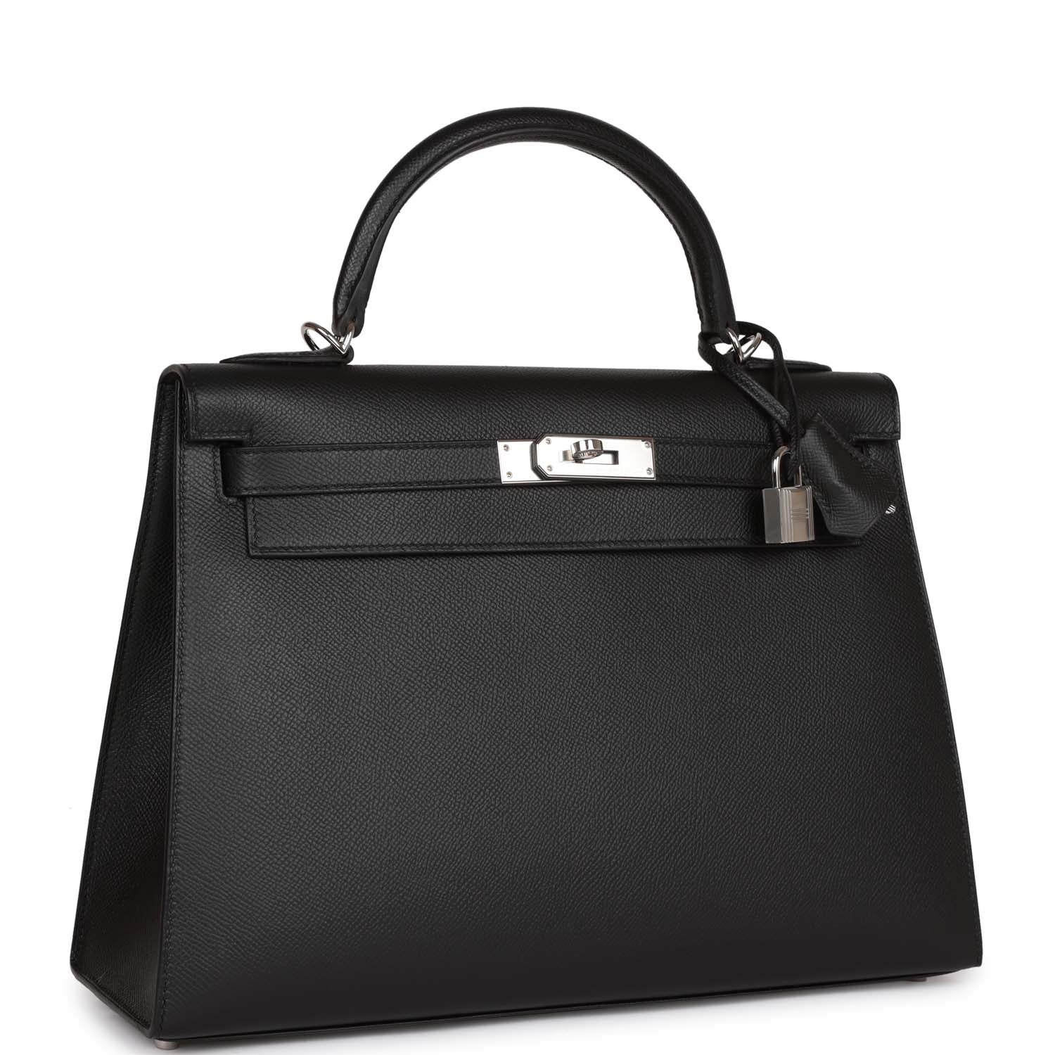 Hermes Kelly Sellier Epsom Palladium Hardware Handbag Black Travel Bag Hardware 1