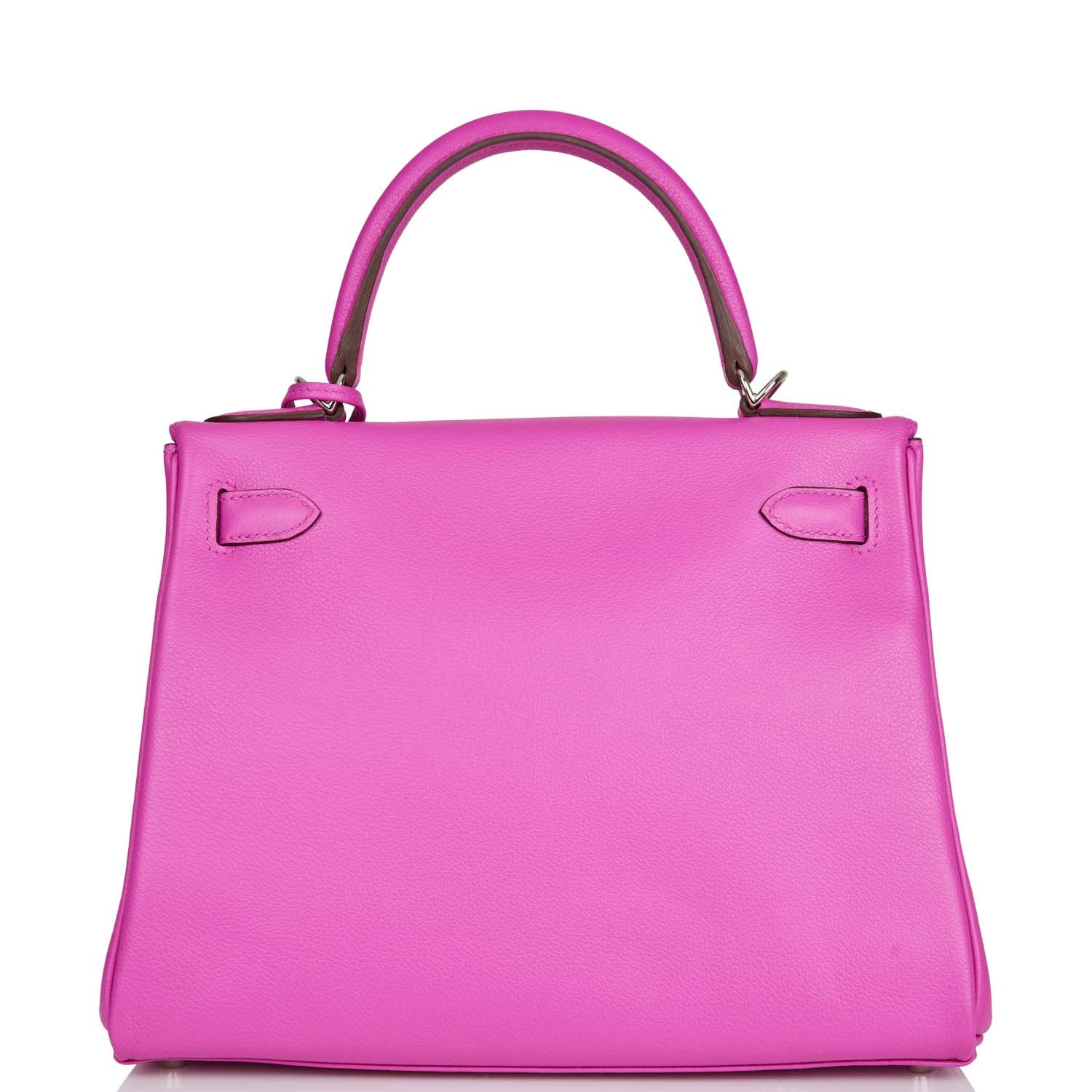 Hermes Kelly Retourne Magnolia Evercolor Palladium Hardware Handbag Travel Bag