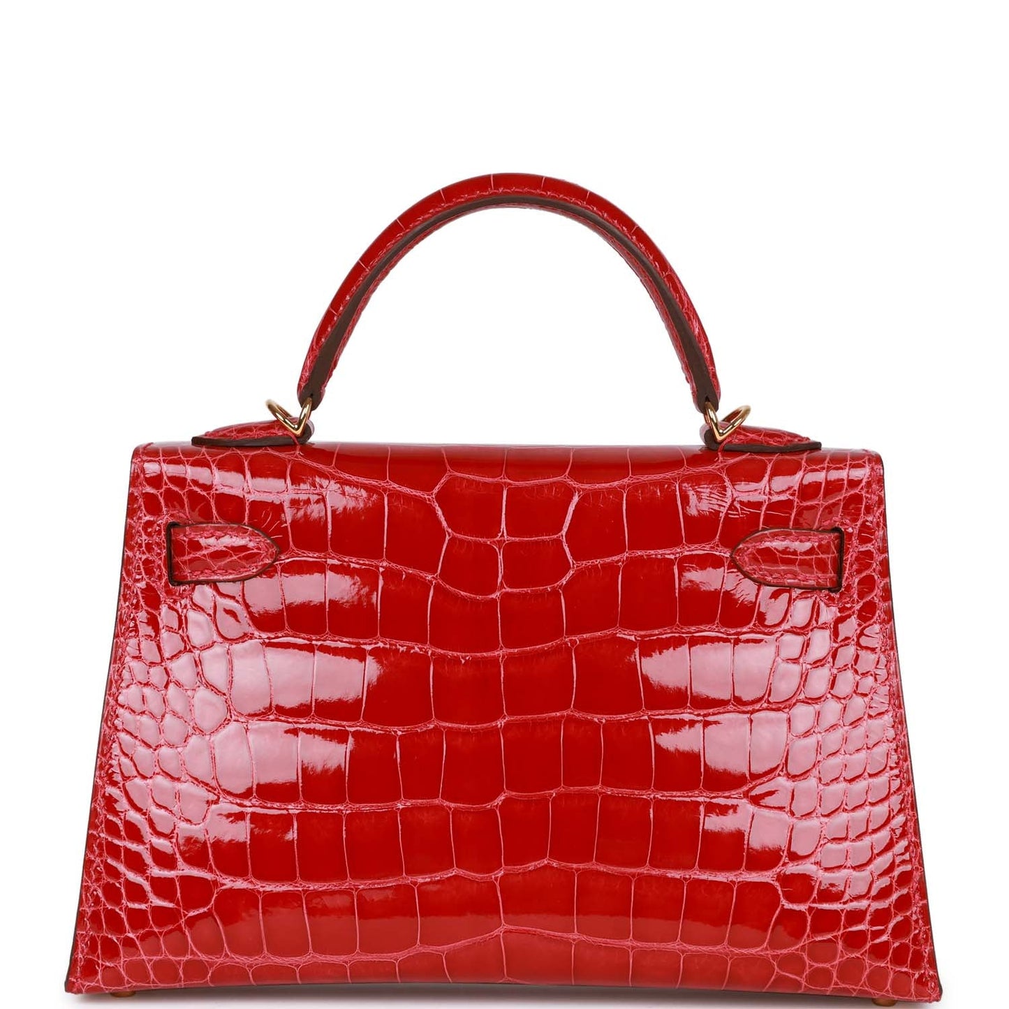 Hermes Kelly Sellier Braise Shiny Alligator Hardware Handbag Gold Travel Bag