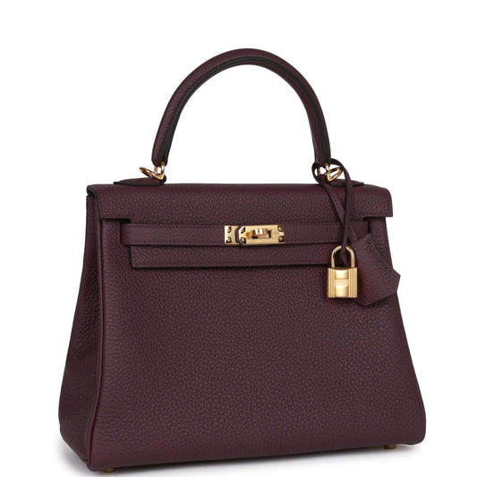 Hermes Kelly Retourne Cassis Togo Hardware Handbag Gold Travel Bag