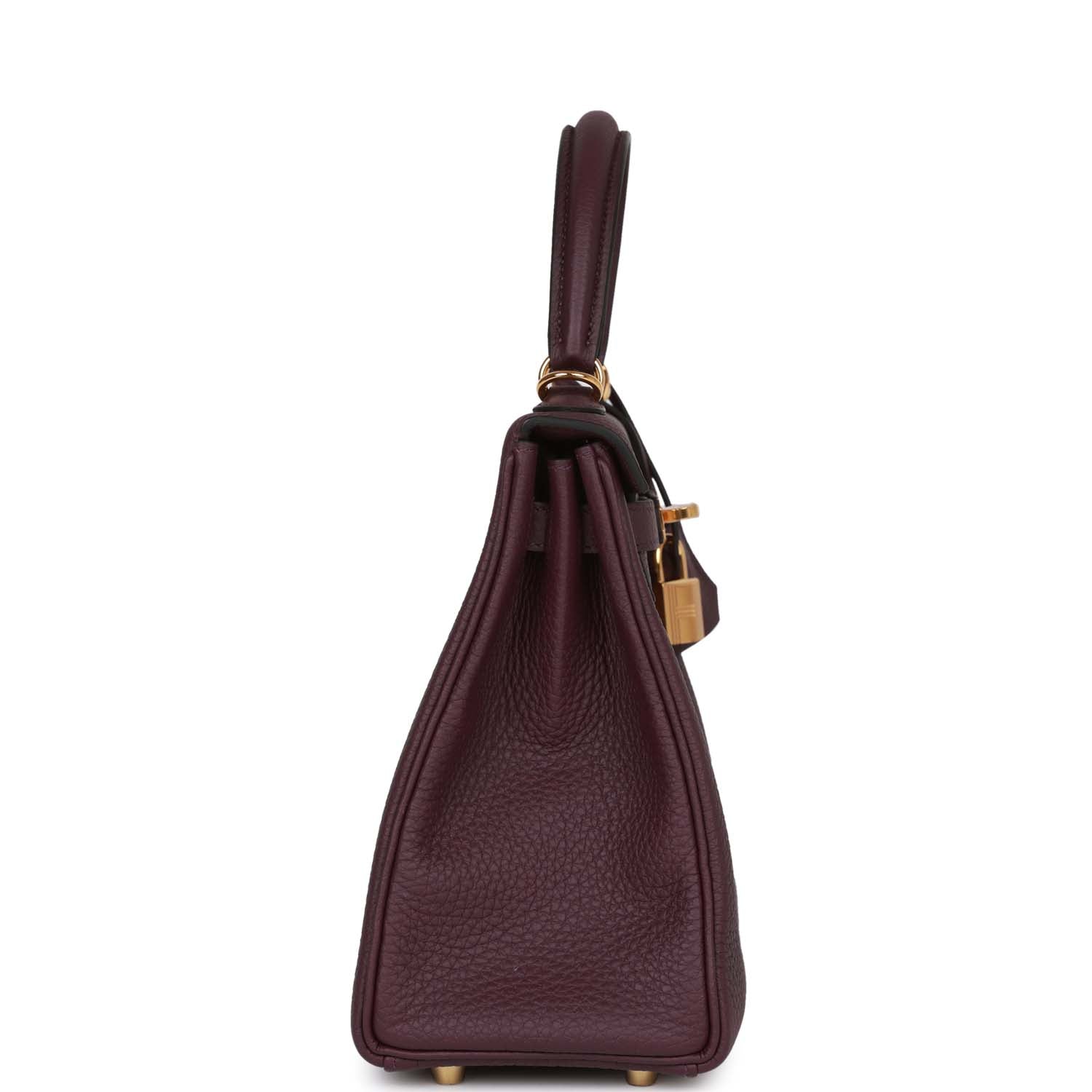 Hermes Kelly Retourne Cassis Togo Hardware Handbag Gold Travel Bag