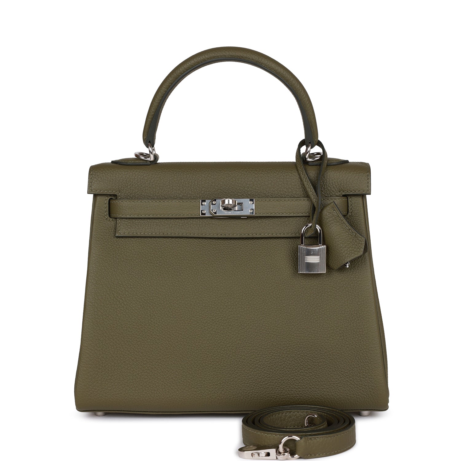 Hermes Kelly Retourne Vert Veronese Togo Palladium Hardware Travel Bag