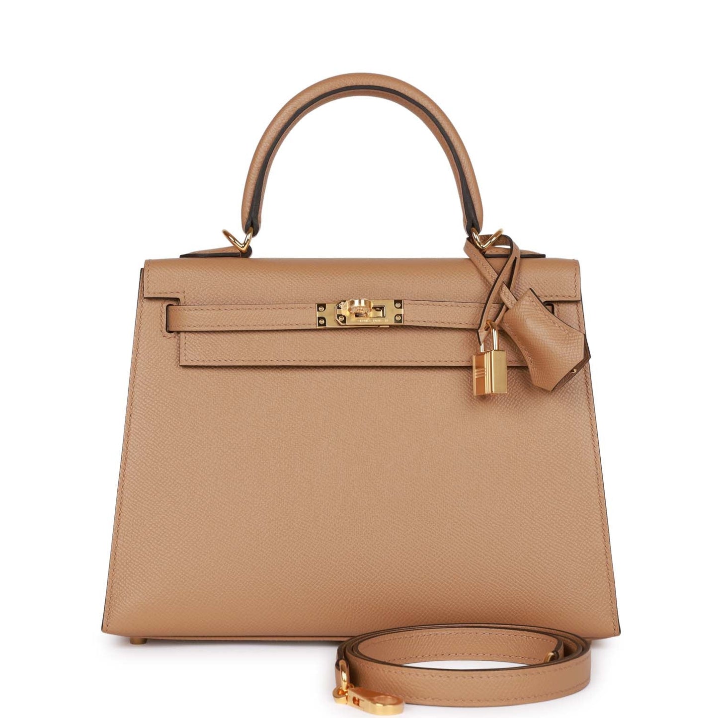 Hermes Kelly Sellier Chai Epsom Hardware Handbag Gold Travel Bag 25Cm Ghw