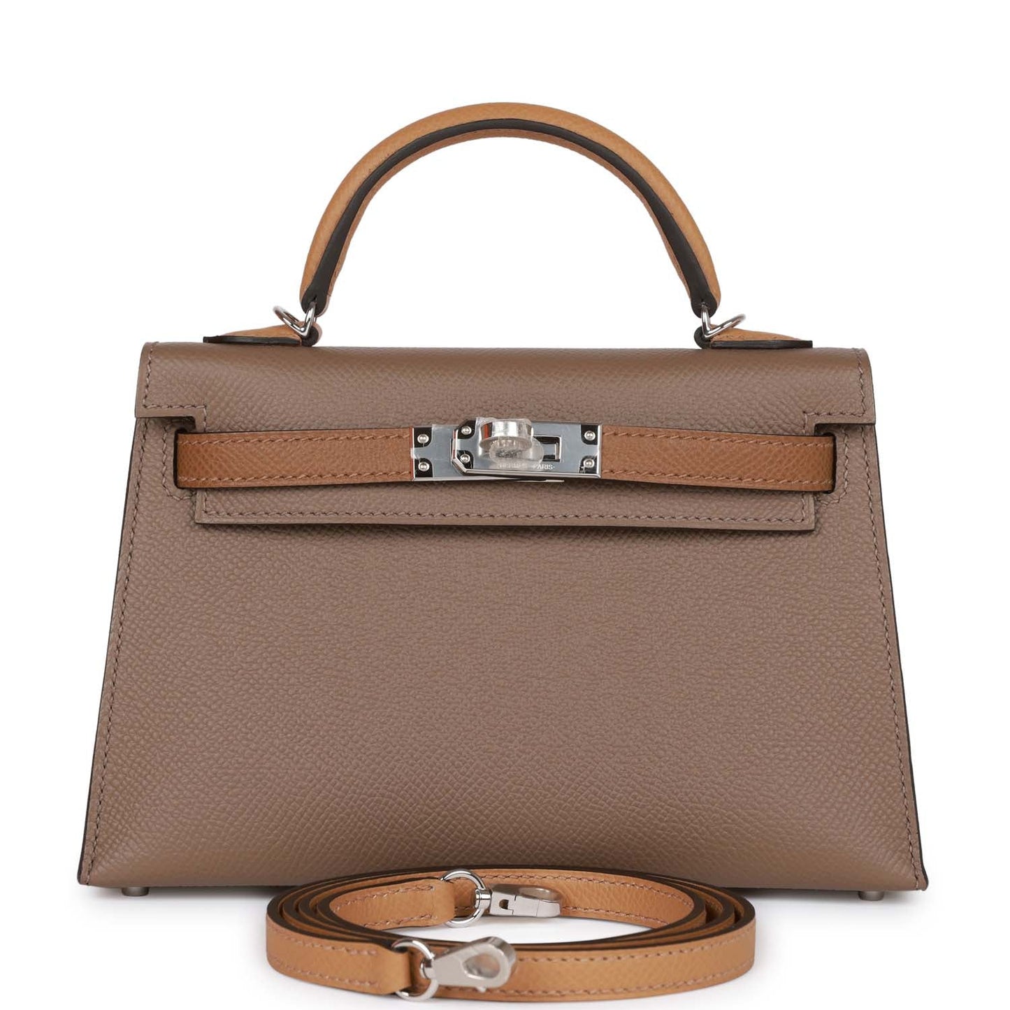 Hermes Kelly Sellier Tricolor Etoupe Alezan And Biscuit Travel Bag
