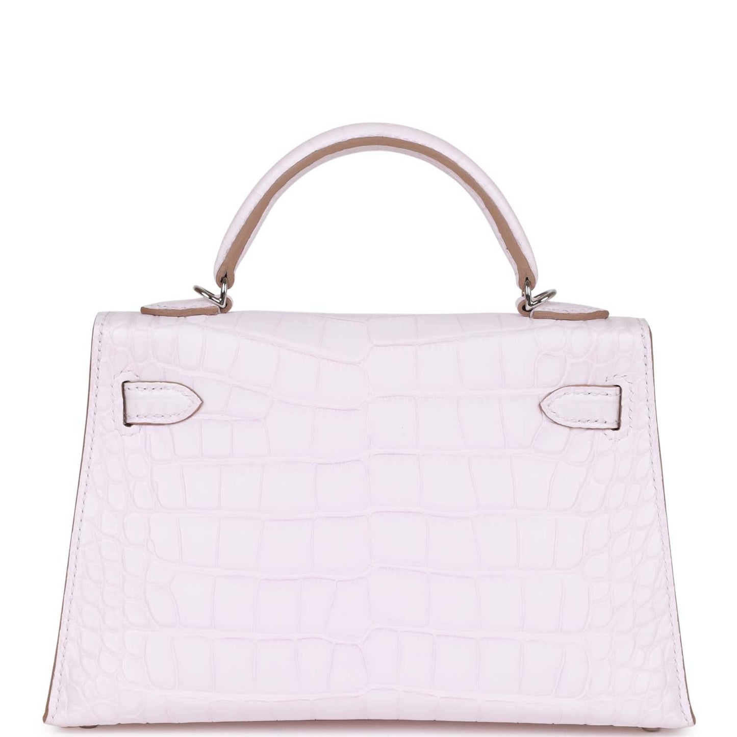 Hermes Kelly Sellier Mauve Pale Boreal Alligator Palladium Hardware Satin Shoulder Bag