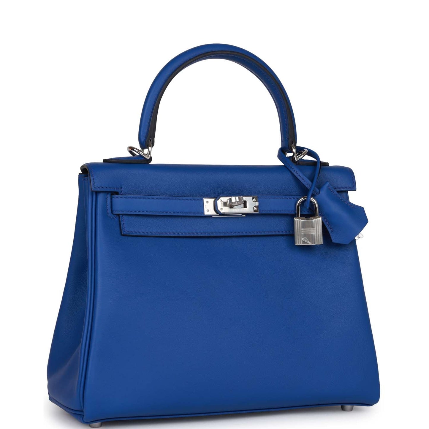 Hermes Kelly Retourne Bleu Royal Swift Palladium Hardware Handbag Travel Bag