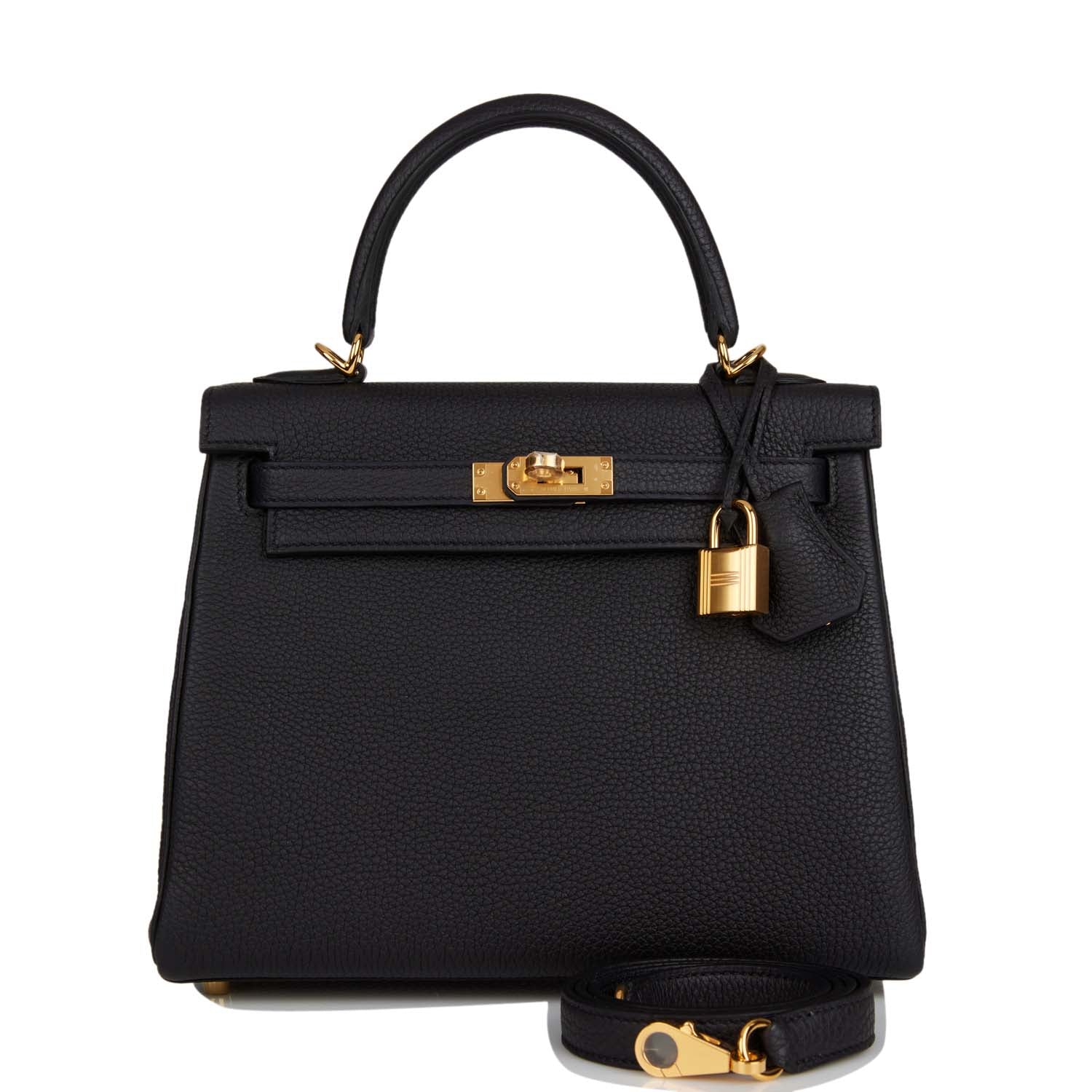 Hermes Kelly Retourne Togo Hardware Handbag Black Gold Travel Bag Hardware 4