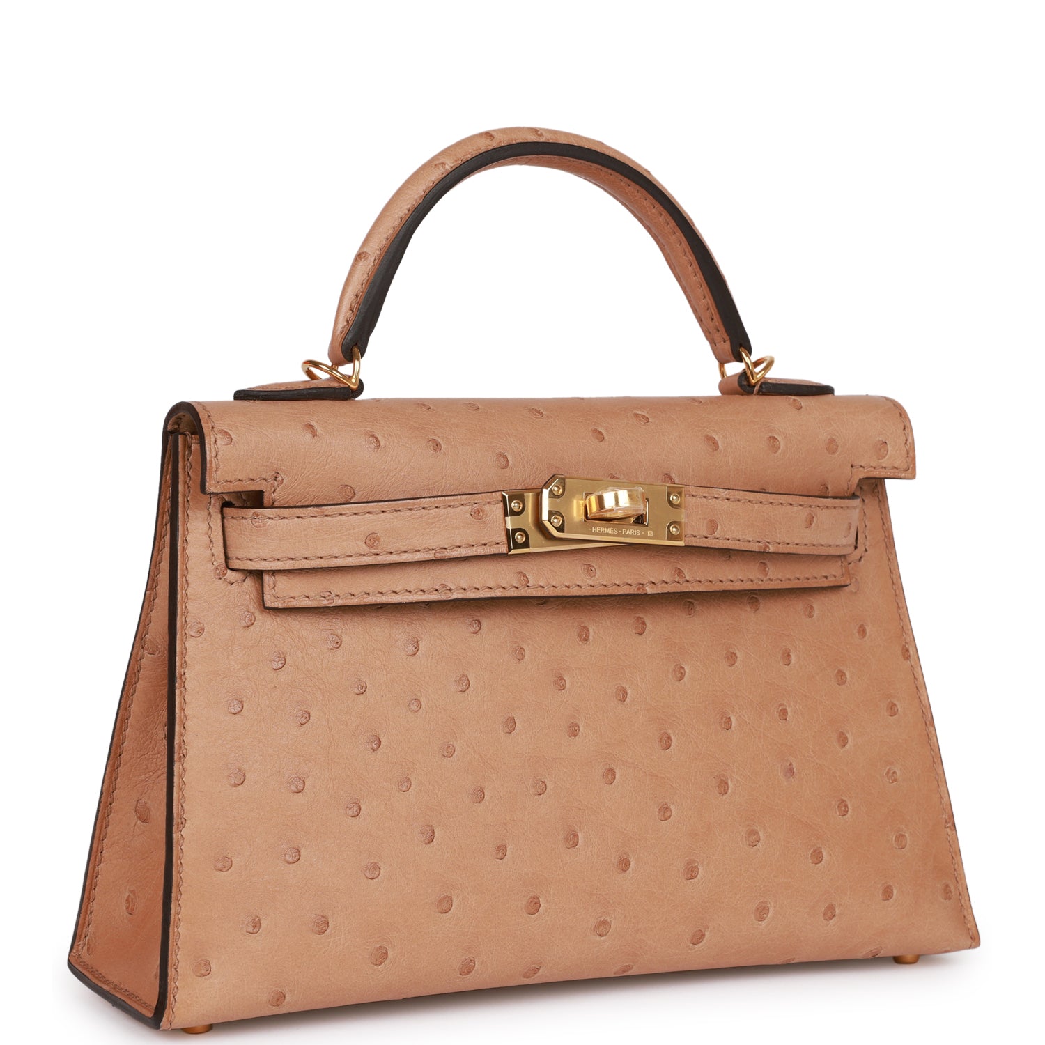 Hermes Kelly Sellier Chai Ostrich Hardware Handbag Gold Travel Bag Gold Hardware