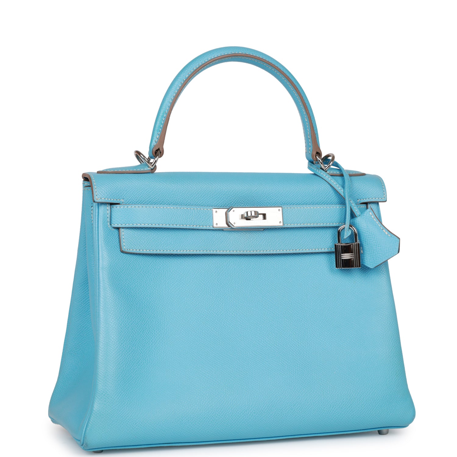 Hermes Kelly Retourne Celeste Candy Epsom Palladium Hardware Travel Bag