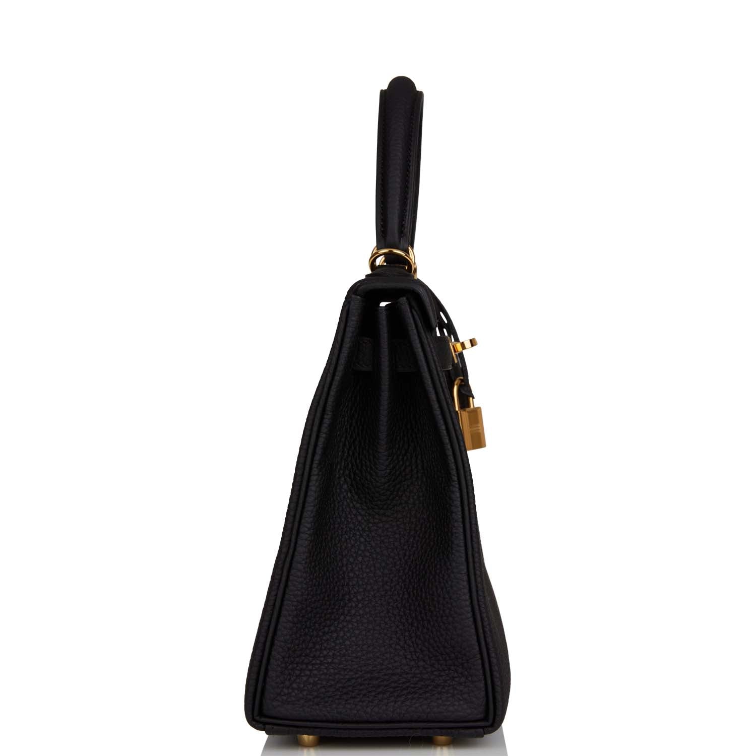 Hermes Kelly Retourne Togo Hardware Handbag Black Gold Travel Bag Hardware 5