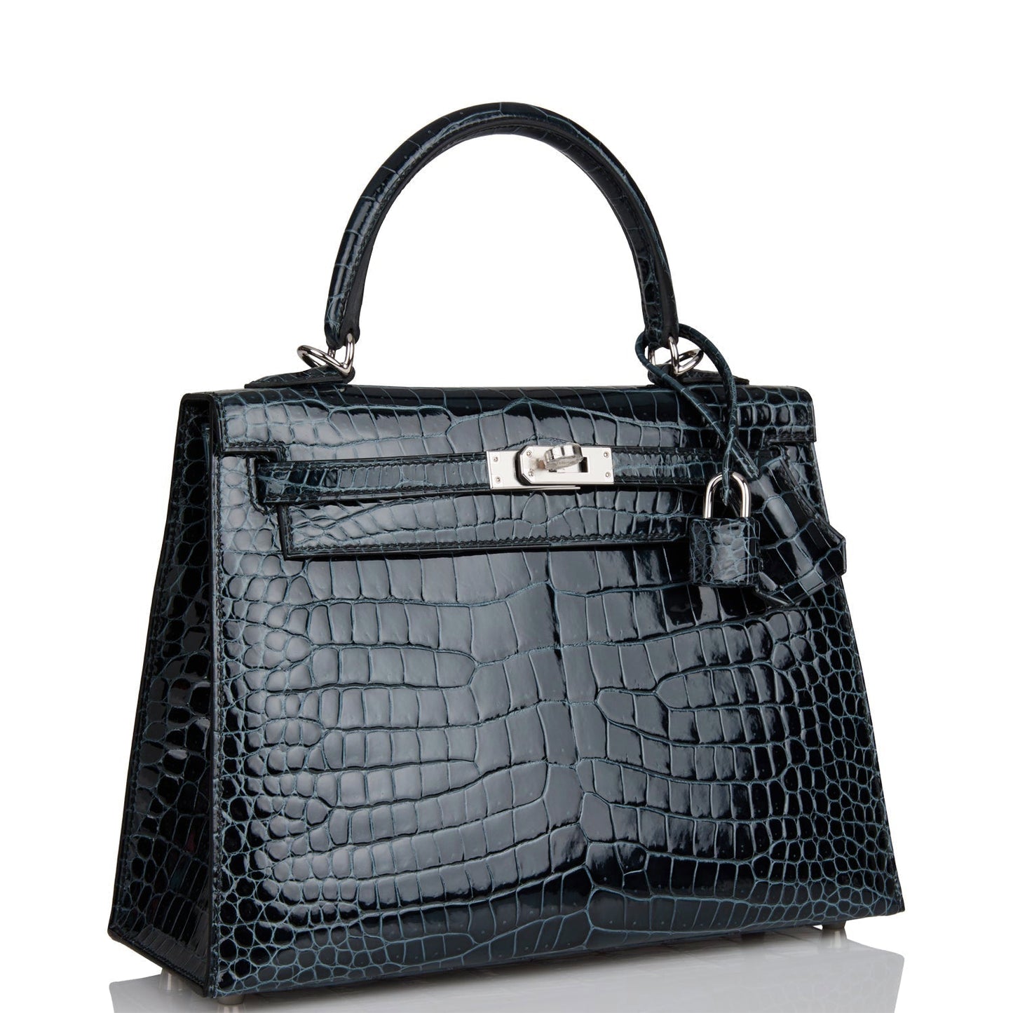 Hermes Kelly Sellier Vert Rousseau Shiny Niloticus Crocodile Travel Bag