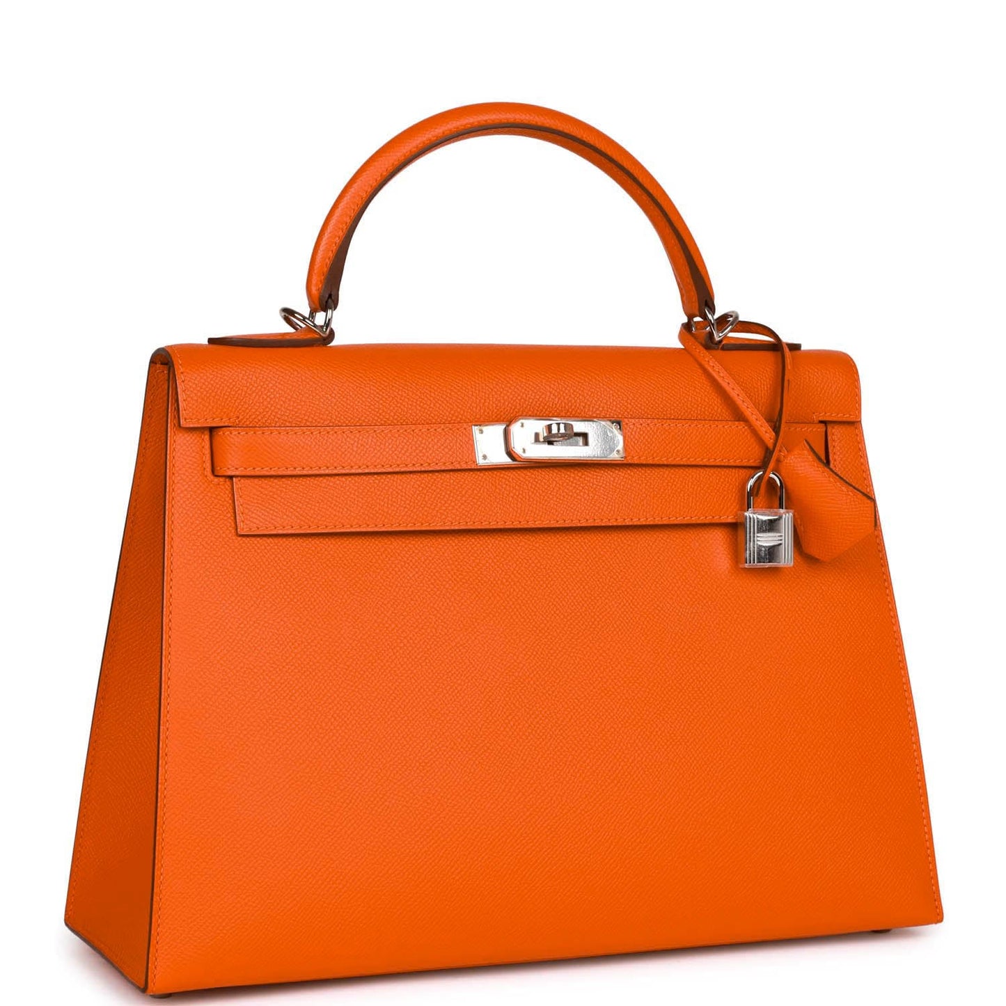 Hermes Kelly Sellier Feu Epsom Palladium Hardware Handbag Travel Bag