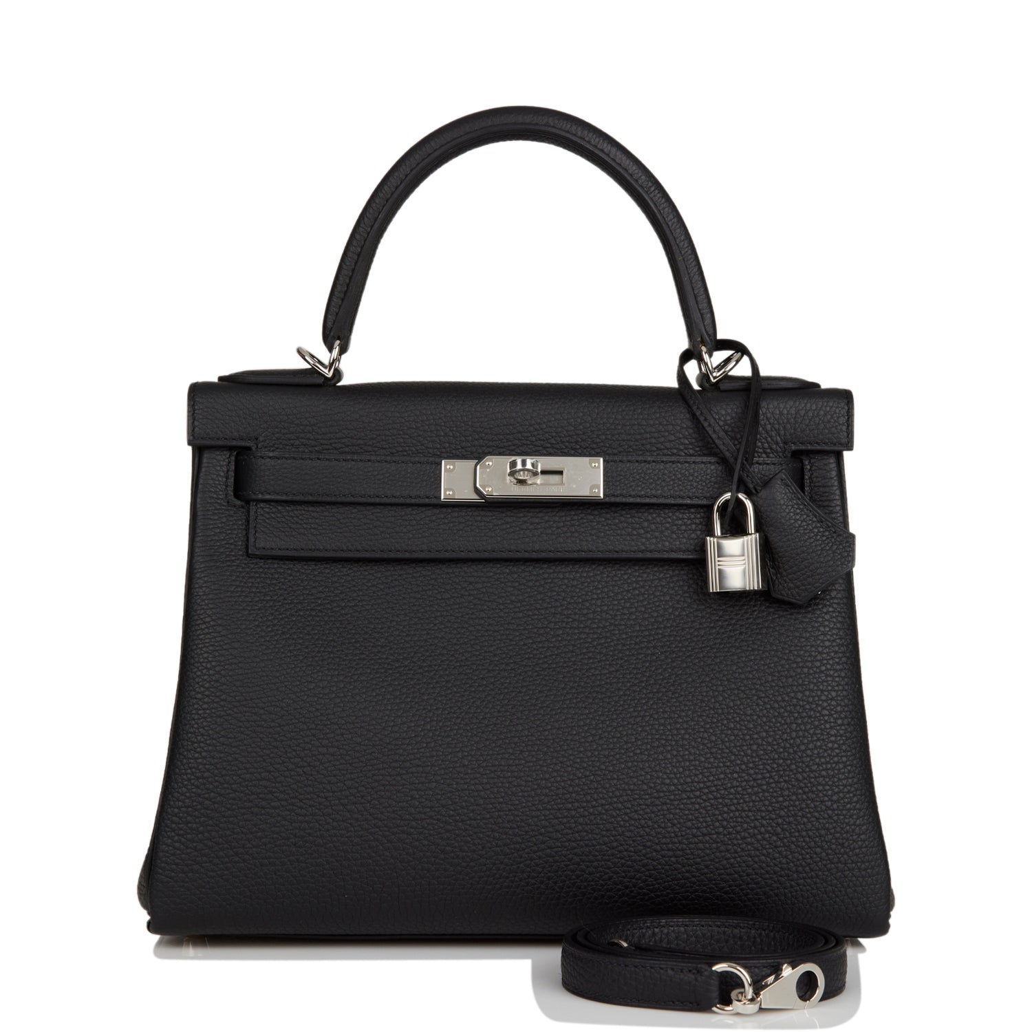 Hermes Kelly Retourne Togo Palladium Hardware Shoulder Bag Black