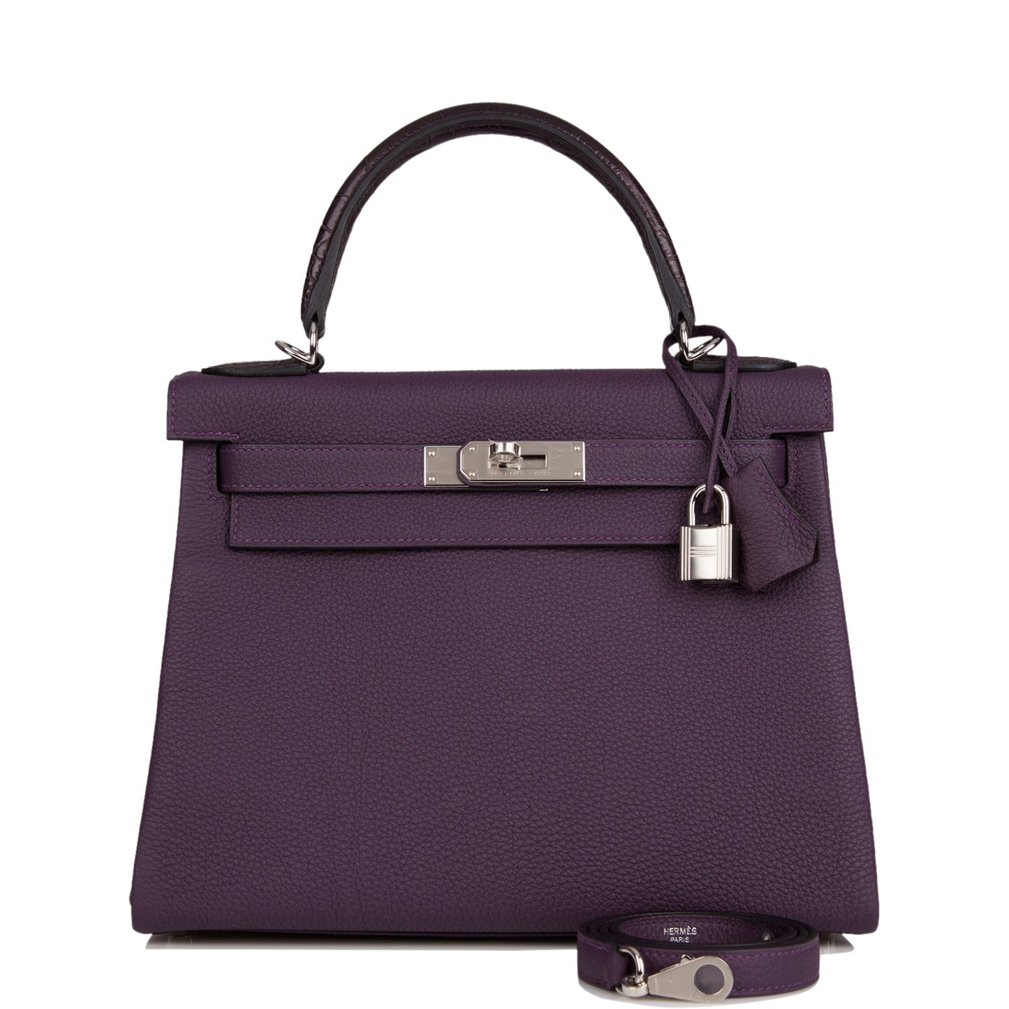 Hermes Kelly Retourne Raisin Togo And Prunoir Alligator Travel Bag