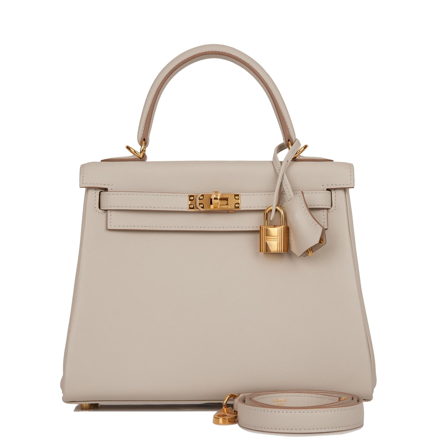 Hermes Kelly Retourne Gris Perle Swift Hardware Handbag Gold Travel Bag
