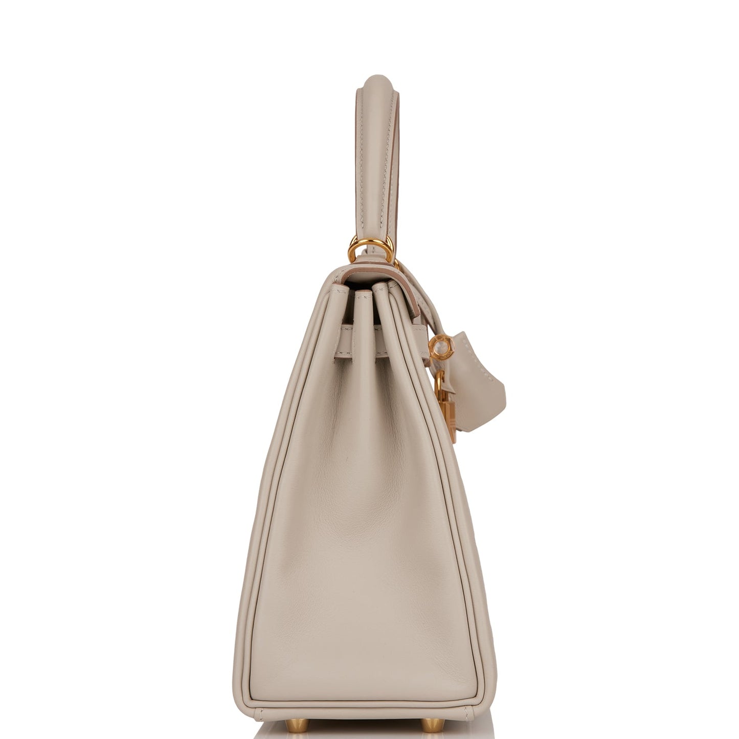 Hermes Kelly Retourne Gris Perle Swift Hardware Handbag Gold Travel Bag