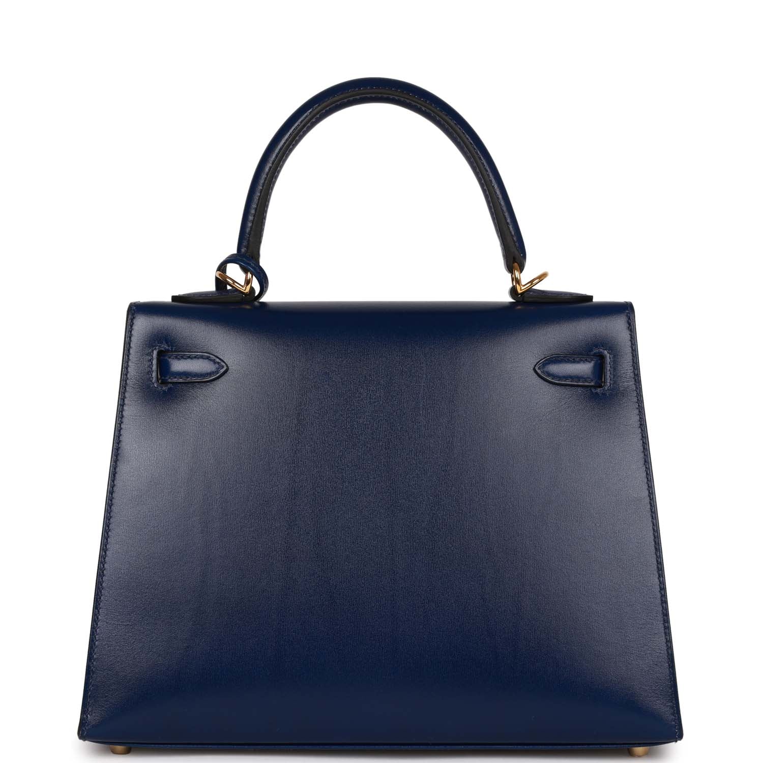 Hermes Kelly Sellier Bleu Saphir Box Hardware Handbag Gold Travel Bag