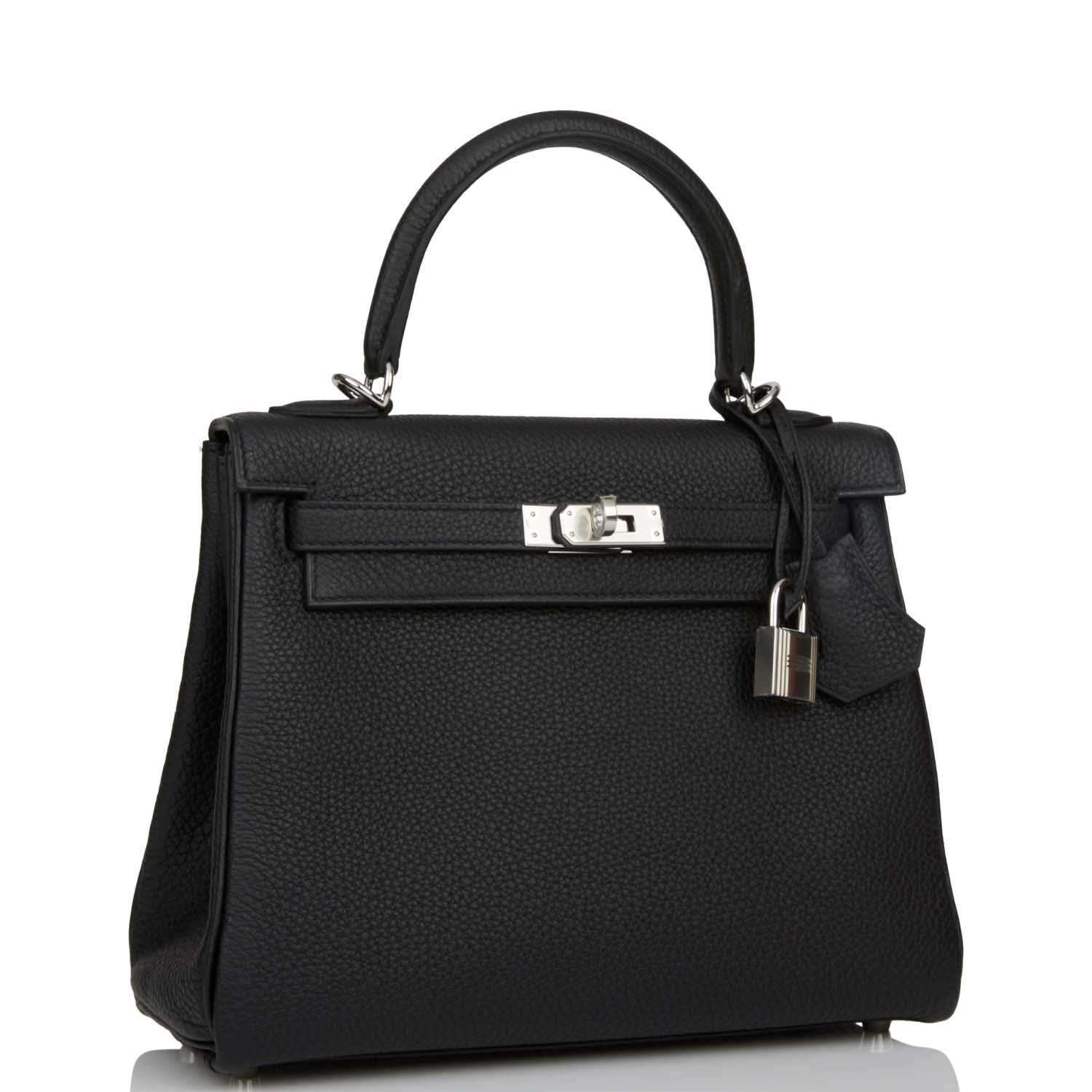Hermes Kelly Retourne Togo Palladium Hardware Handbag Black Travel Bag Hardware 2