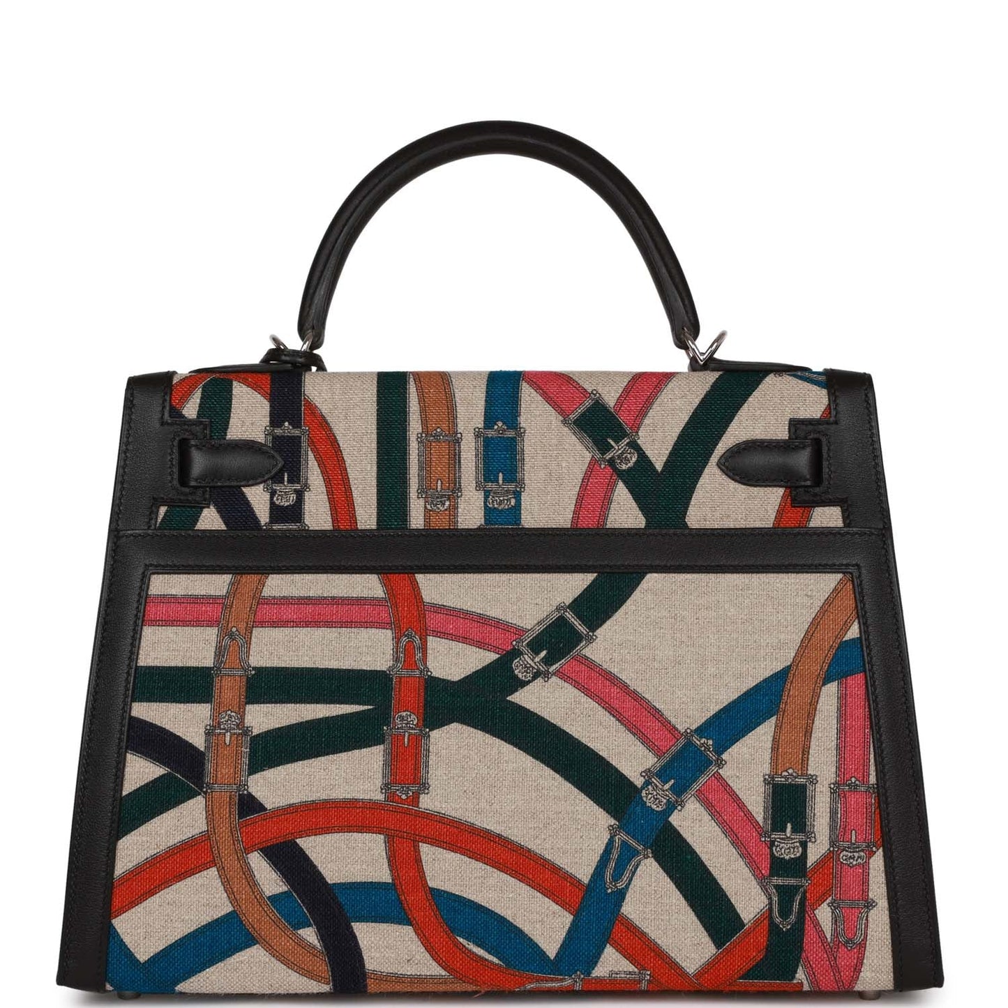 Hermes Kelly Sellier Toile De Camp Cavalcadour Palladium Travel Bag