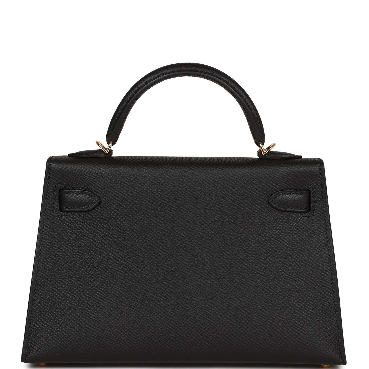 Hermes Kelly Sellier Epsom Hardware Handbag Black Gold Travel Bag 23