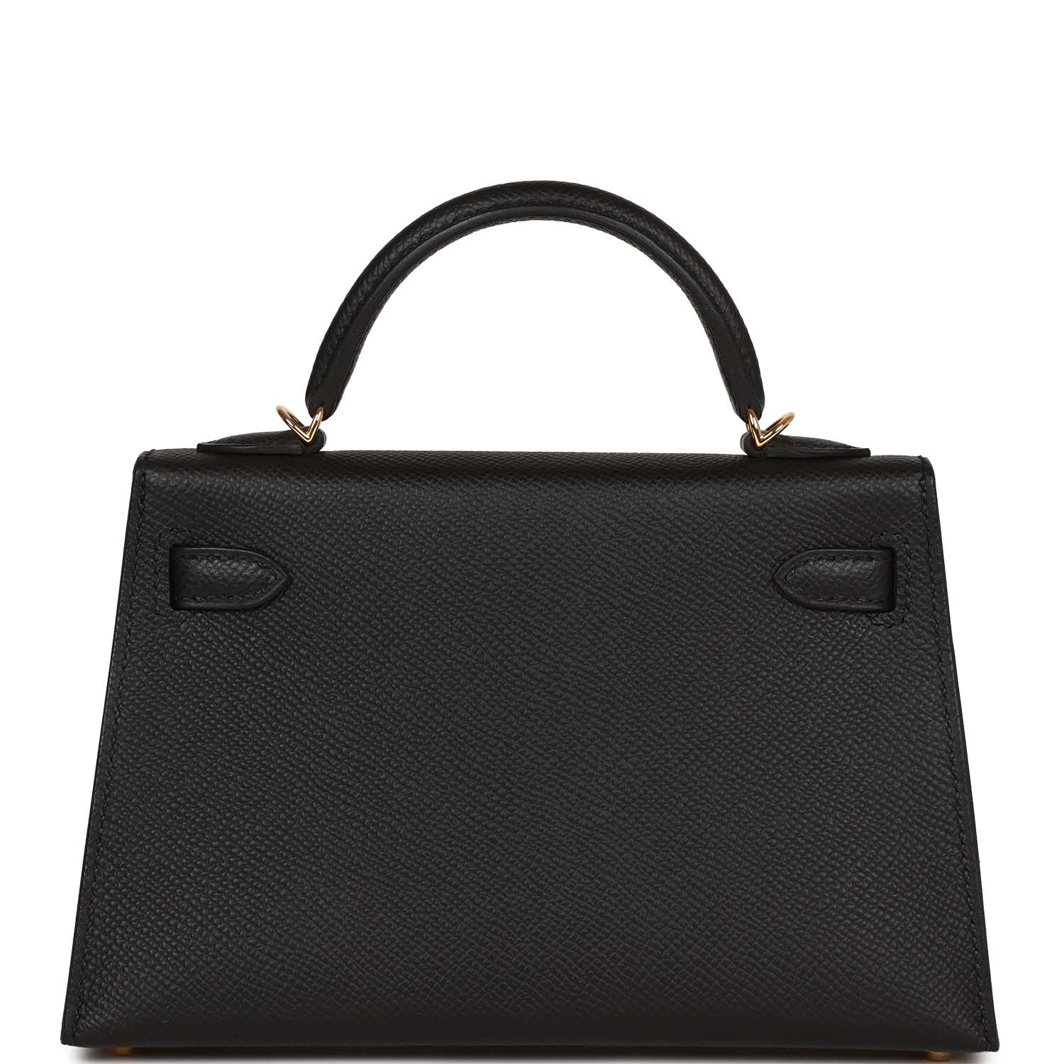 Hermes Kelly Sellier Epsom Hardware Handbag Black Gold Travel Bag 23