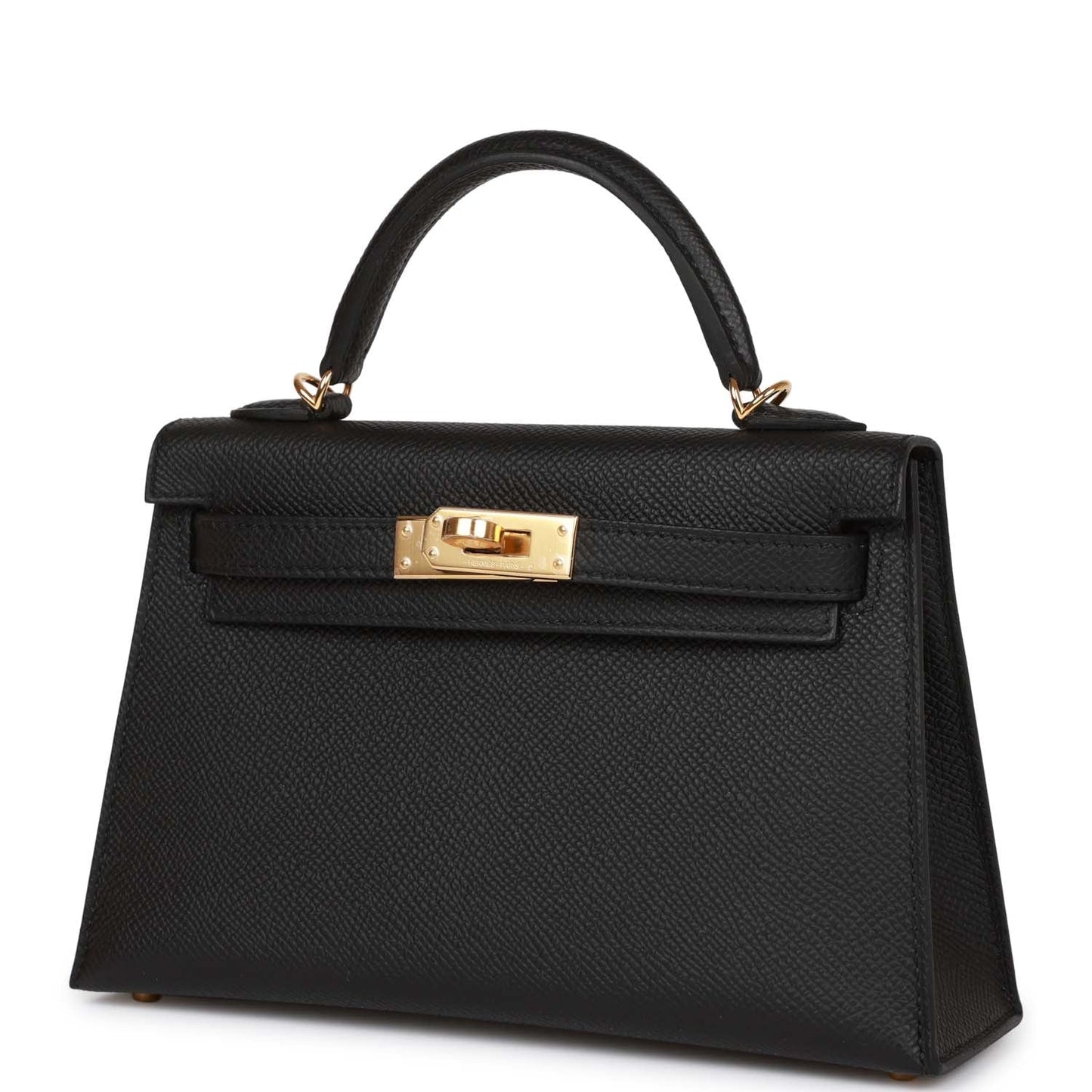 Hermes Kelly Epsom Sellier Hardware Handbag Black Gold Travel Bag Gold Hardware