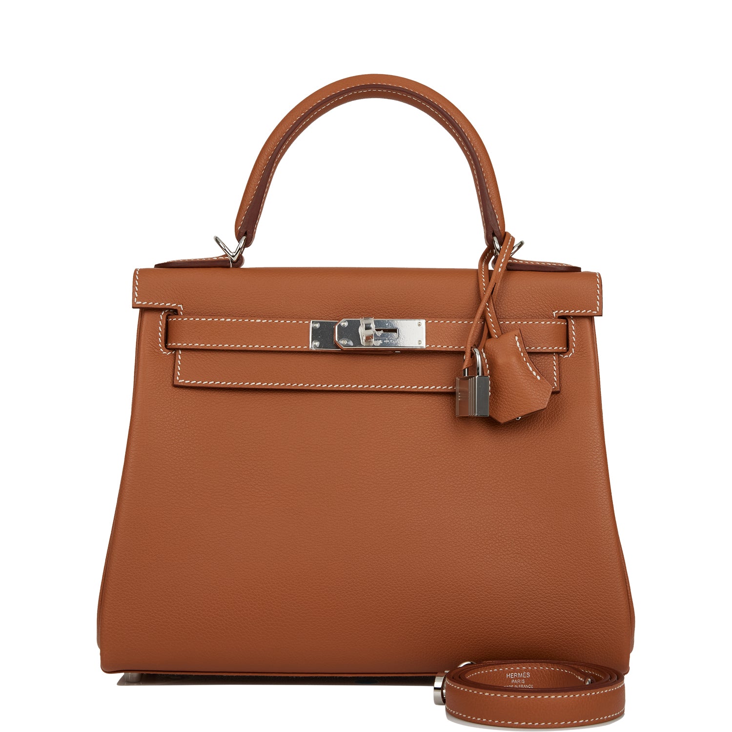 Hermes Kelly Retourne Evercolor Palladium Hardware Handbag Gold Travel Bag