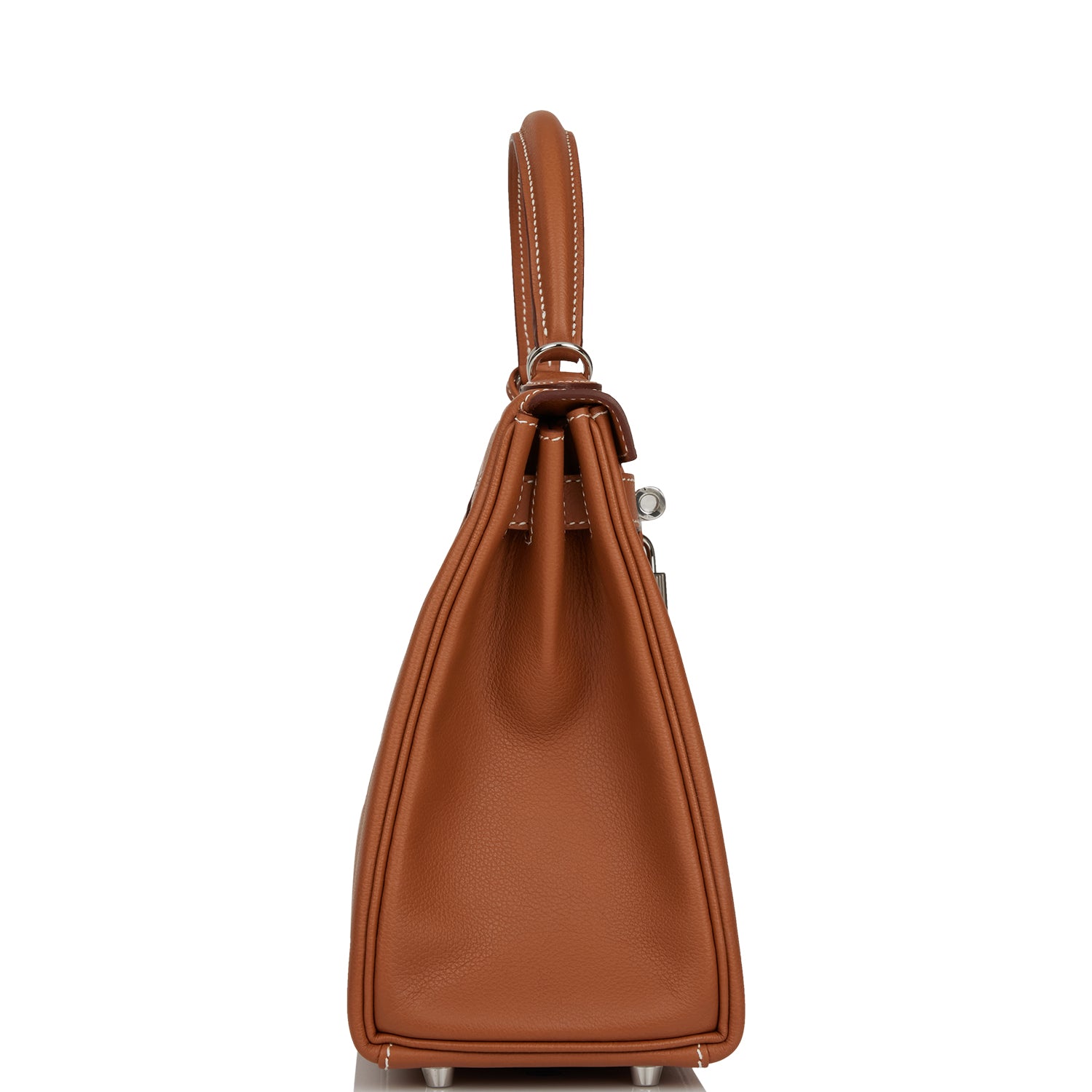 Hermes Kelly Retourne Evercolor Palladium Hardware Handbag Gold Travel Bag