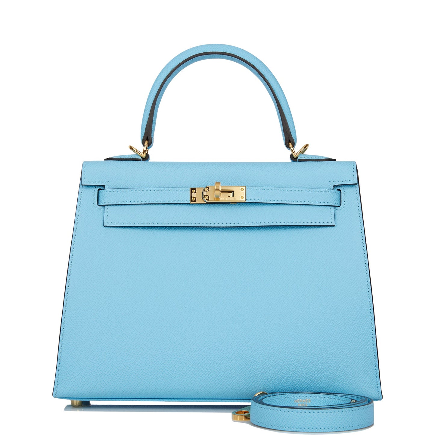 Hermes Kelly Sellier Celeste Epsom Hardware Handbag Gold Travel Bag