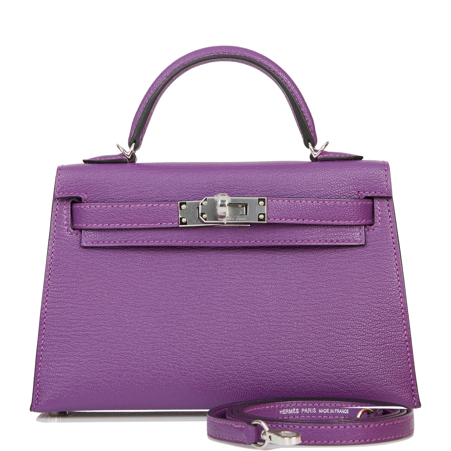 Hermes Kelly Sellier Violet Verso Chèvre Palladium Hardware Travel Bag