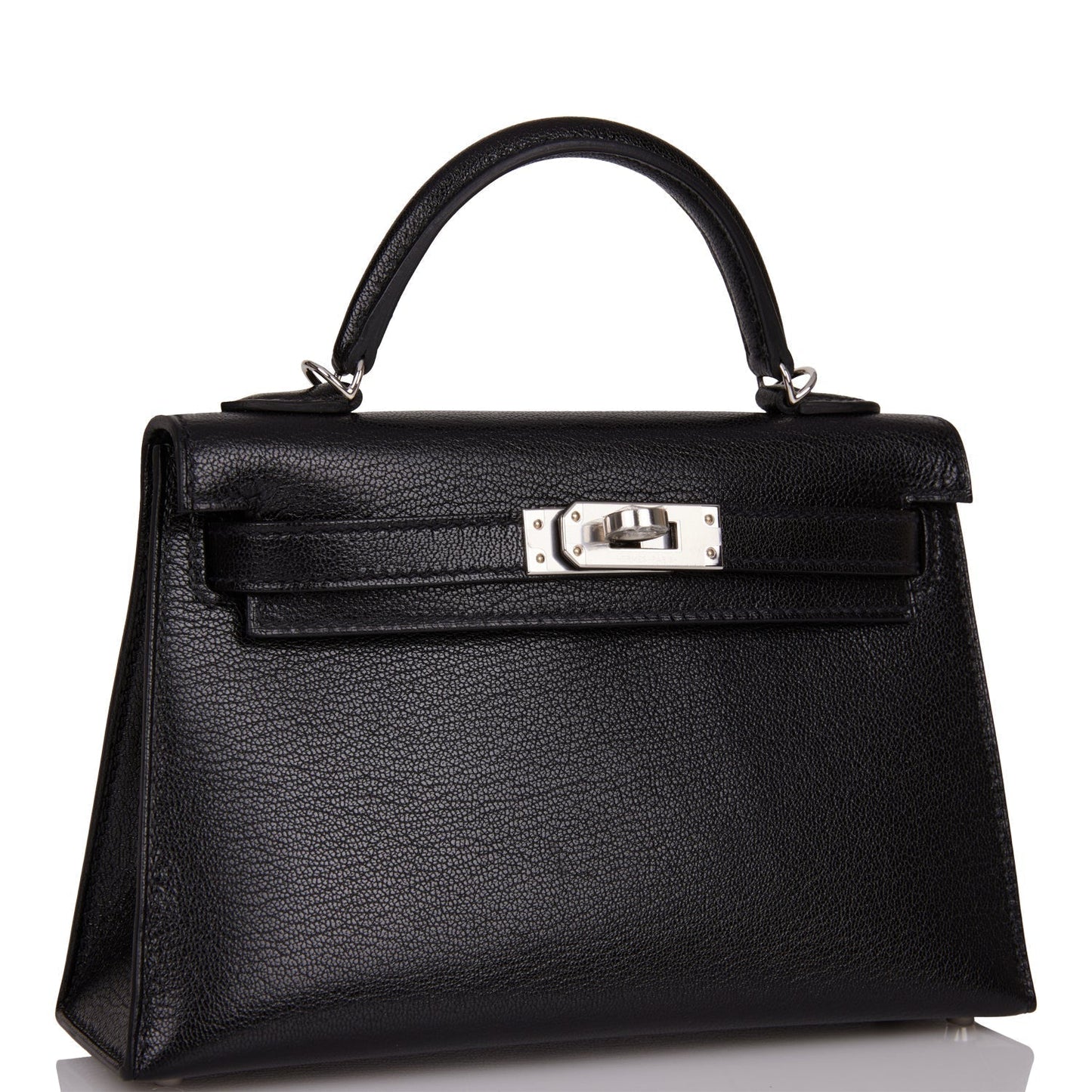 Hermes Kelly Sellier Chevre Chamkila Palladium Hardware Handbag Black Travel Bag For Yl