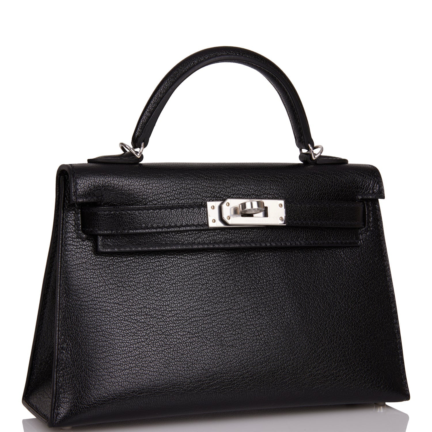Hermes Kelly Sellier Chevre Chamkila Palladium Hardware Handbag Black Travel Bag For Yl