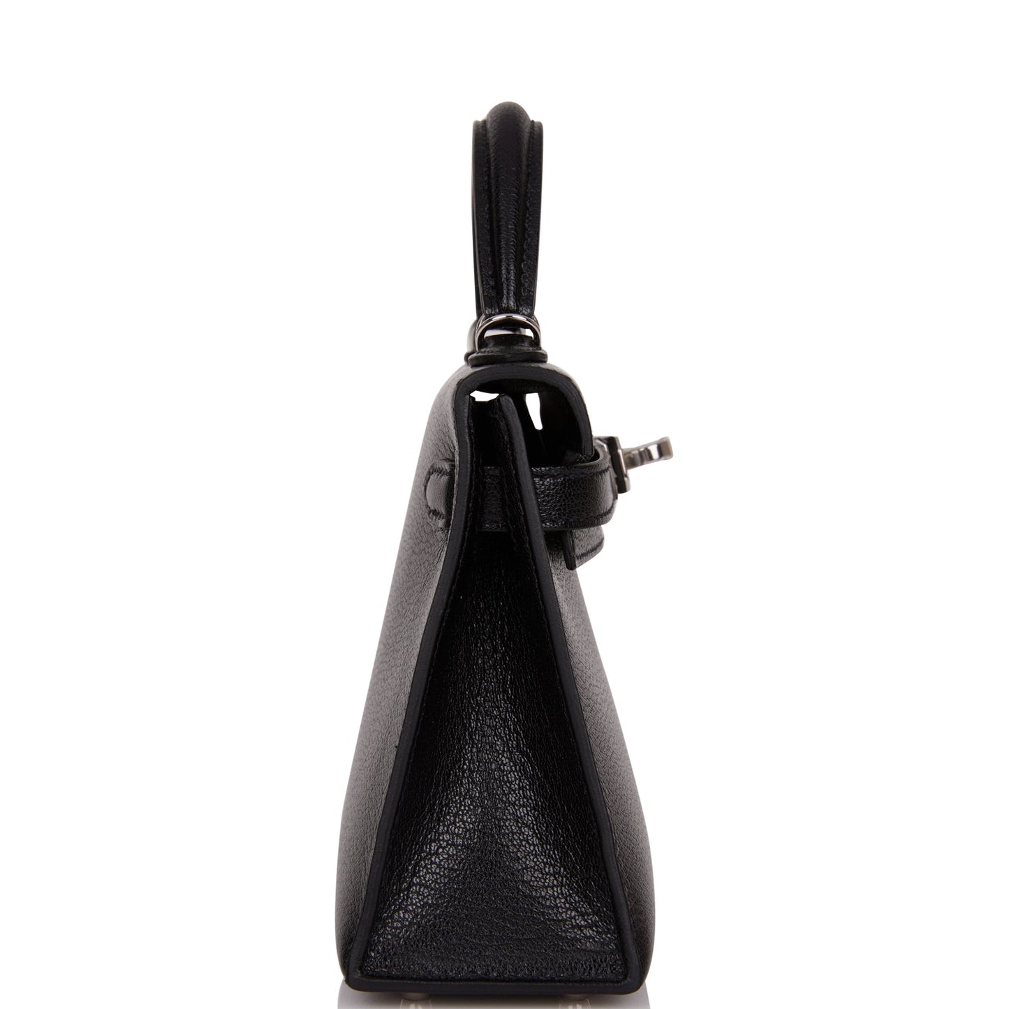 Hermes Kelly Sellier Chevre Chamkila Palladium Hardware Handbag Black Travel Bag Palladium Hardware