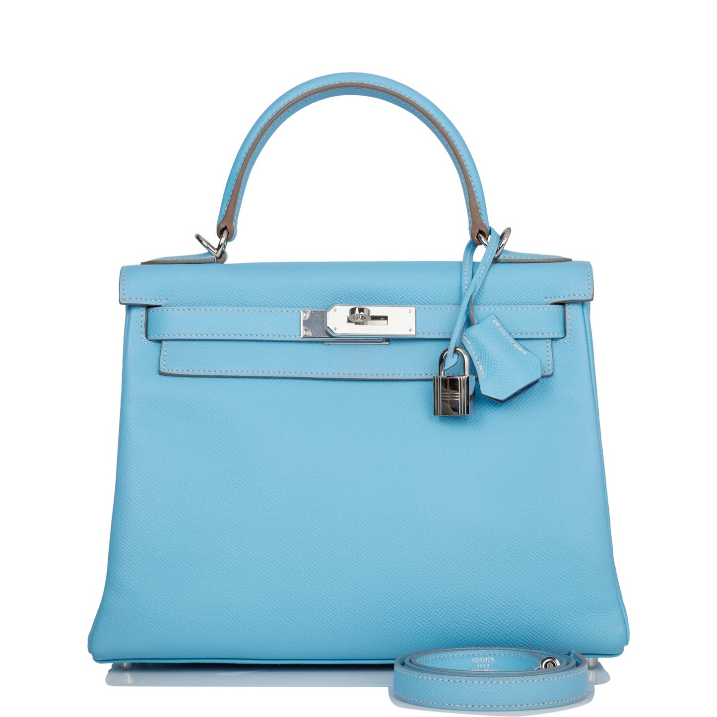 Hermes Kelly Retourne Celeste Candy Epsom Palladium Hardware Travel Bag Palladium Hardware