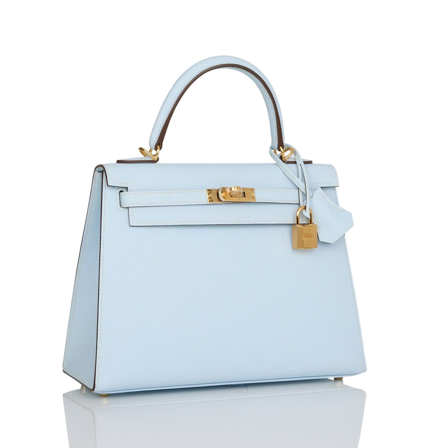 Hermes Kelly Sellier Bleu Brume Epsom Hardware Handbag Gold Travel Bag Hardware 2