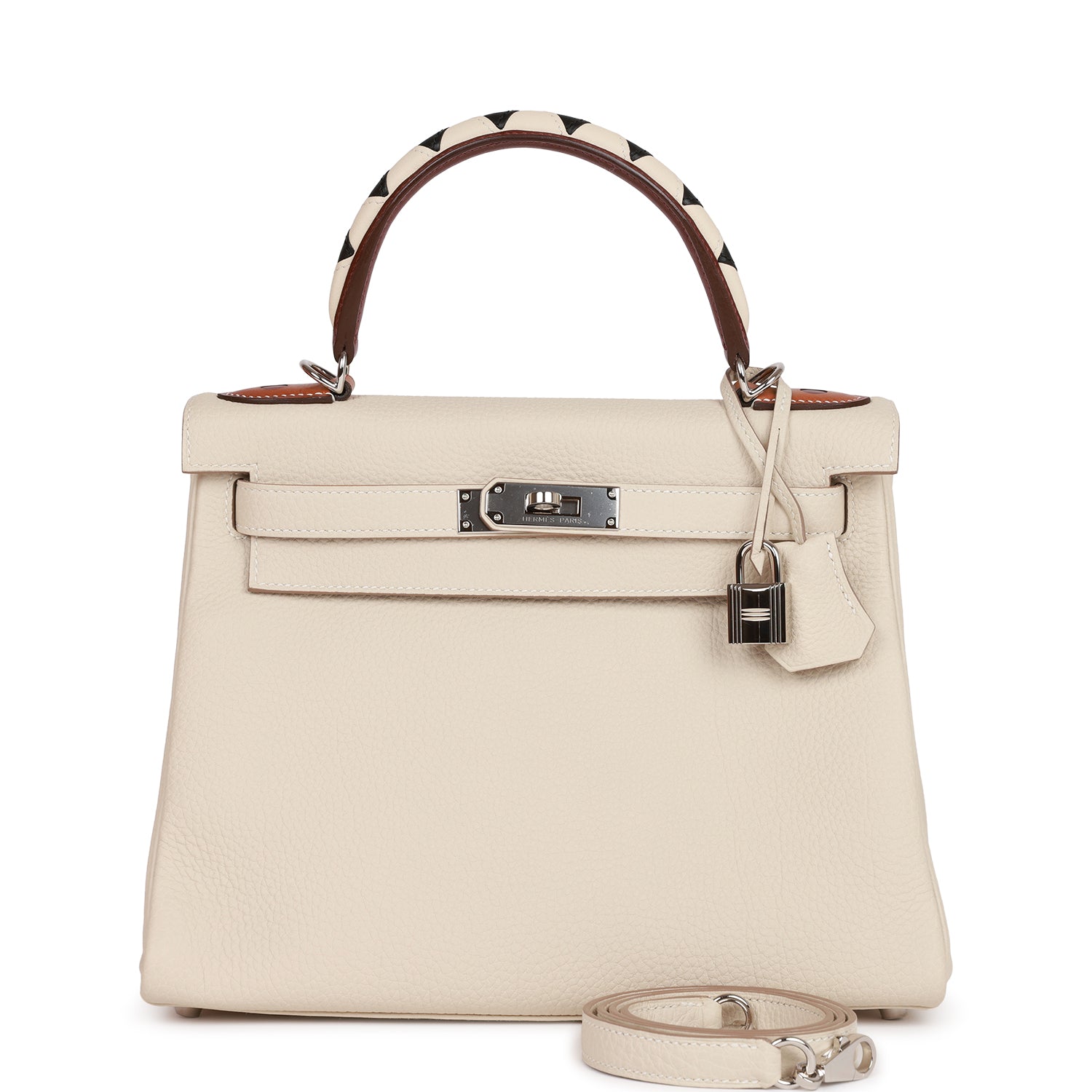 Hermes Kelly Retourne Craie Au Gallop Togo Palladium Travel Bag