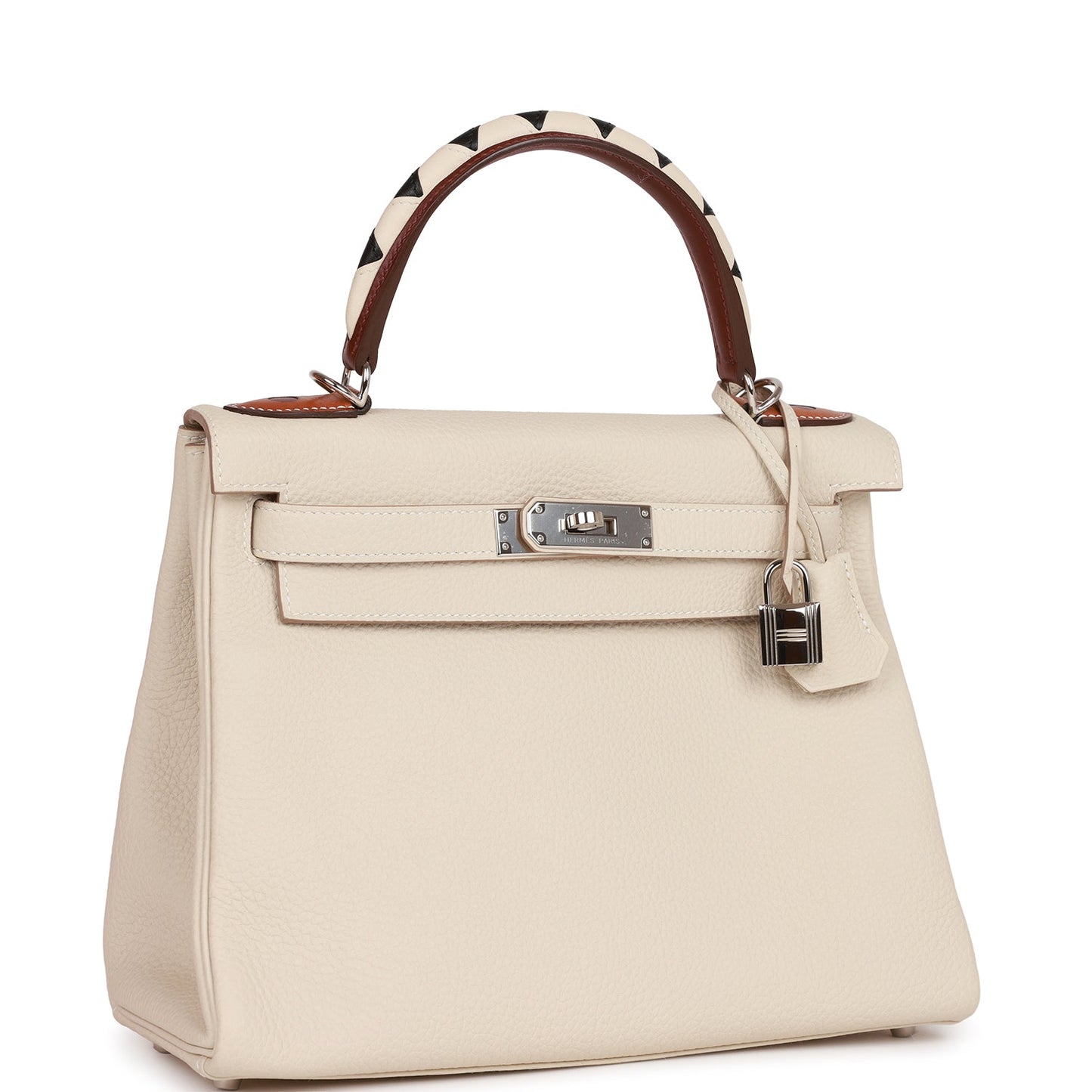 Hermes Kelly Retourne Craie Au Gallop Togo Palladium Travel Bag