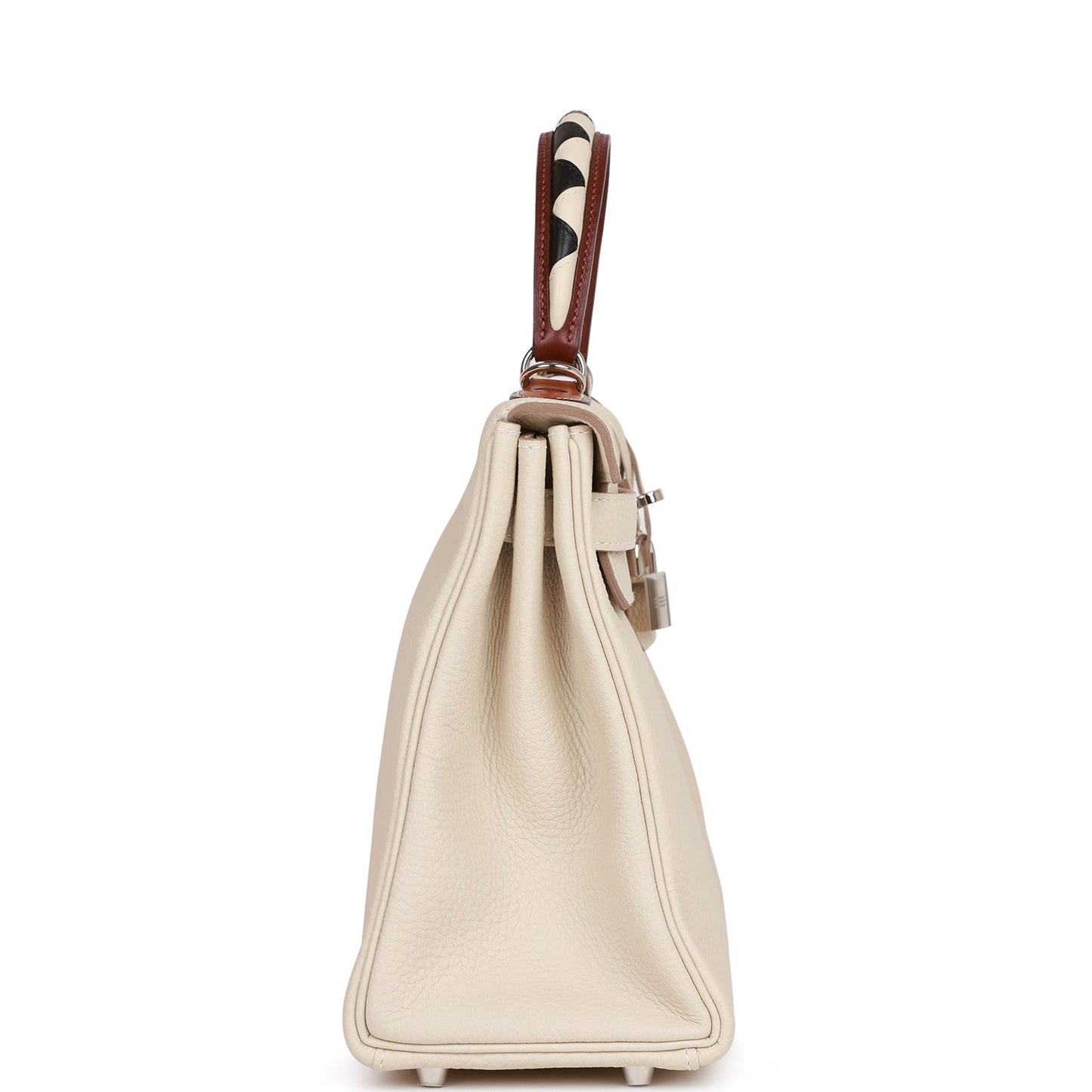 Hermes Kelly Retourne Craie Au Gallop Togo Palladium Travel Bag