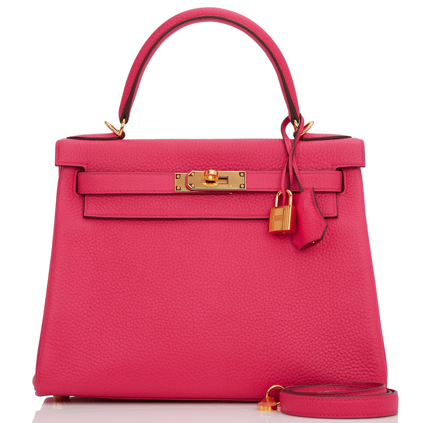 Hermes Kelly Retourne Rose Extreme Clemence Hardware Handbag Gold Travel Bag Gold Hardware