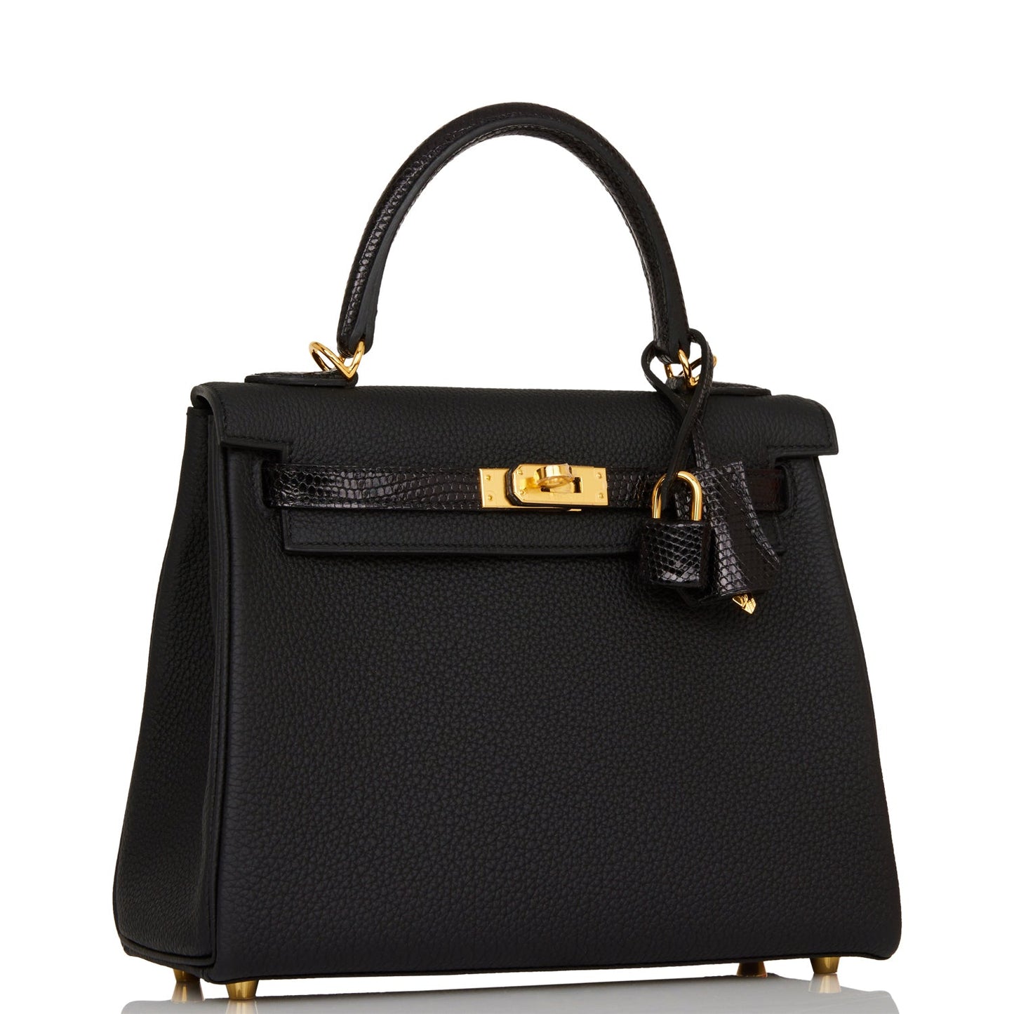 Hermes Kelly Retourne Togo And Lizard Touch Hardware Black Gold Travel Bag