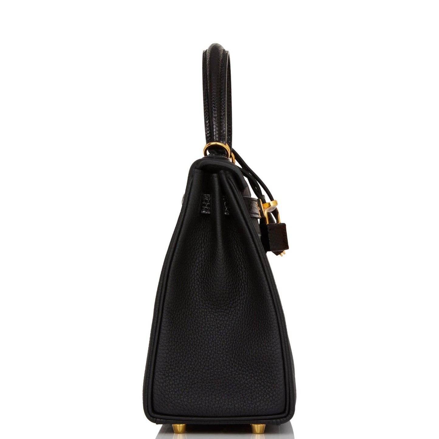 Hermes Kelly Retourne Togo And Lizard Touch Hardware Black Gold Travel Bag