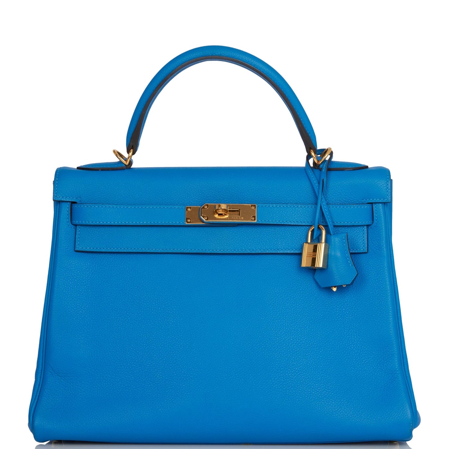 Hermes Kelly Retourne Bleu Hydra Evercolor Hardware Handbag Gold Travel Bag